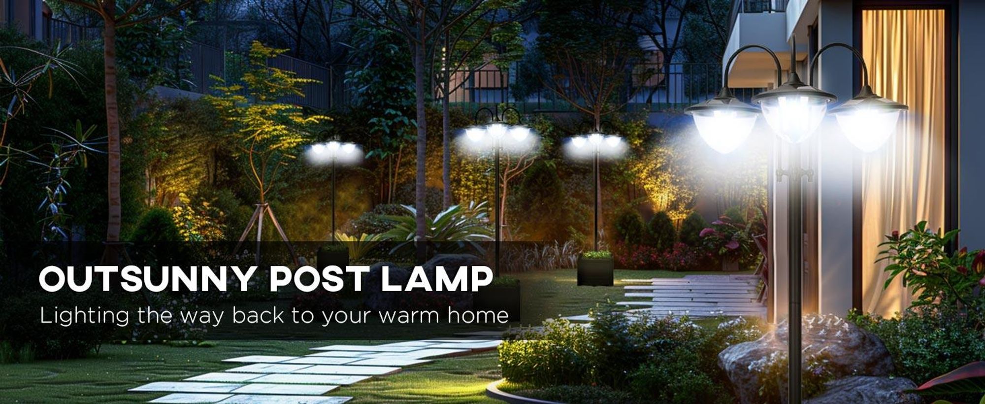Lampa solarna Outsunny do ogrodu – 3-punktowa lampa z podstawą w kształcie doniczki, stal nierdzewna