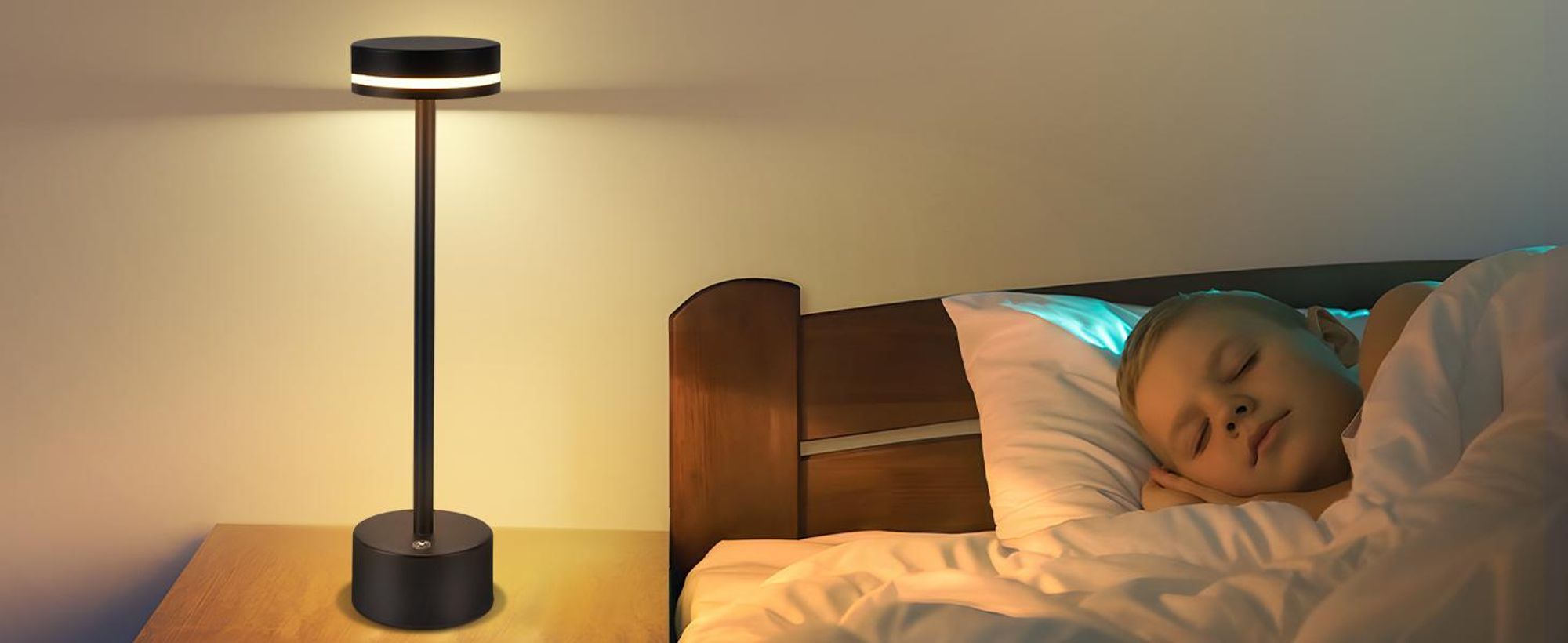 ZMH Tischlampe Kabellos LED Tischleuchte Akku Nachttischlampe Dimmbare 3000K-6500K mit USB-C Touch Lampe Schwarz Tischlampen für Schlafzimmer Esszimmer Büro