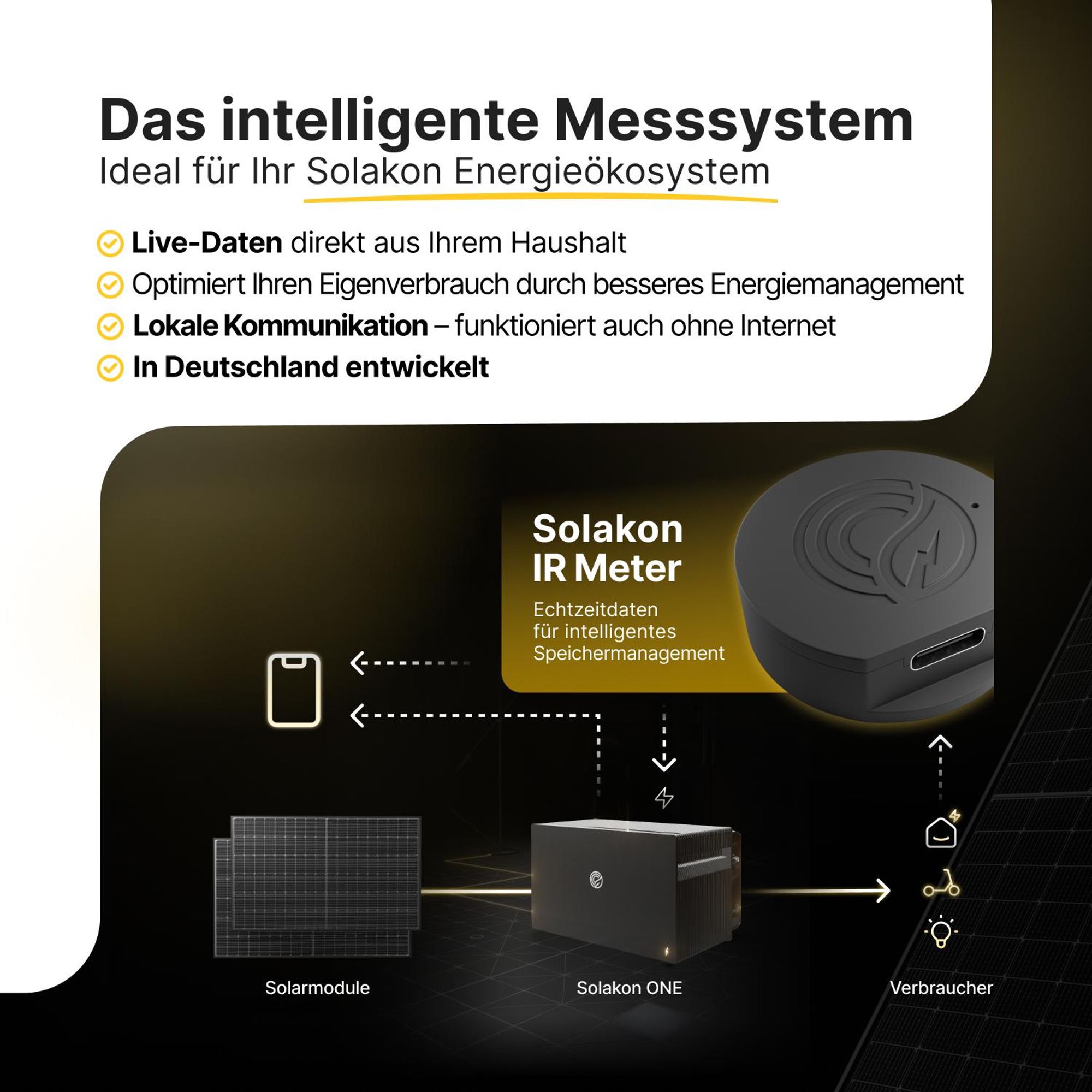 Solakon® PowerTracker IR Smart Meter - Optischer IR-Energiezähler für die Solakon ONE Speicher - Echtzeit-Messung des Netzverbrauchs