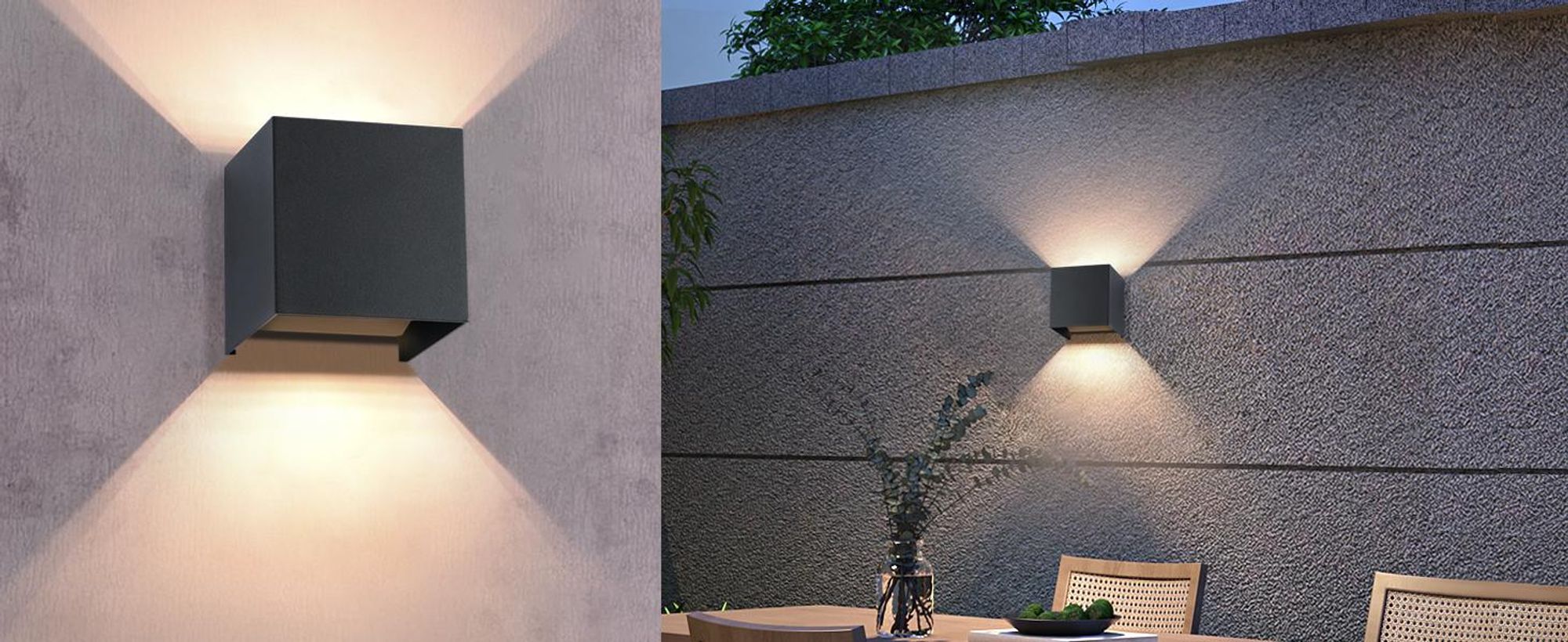ZMH Led Wandleuchte 2ER Aussen Schwarz Wandlampe G9 Warmweiß Modern Up Down IP65 Wasserdicht Außenwandleuchte Einstellbarer Strahl Flurlampe