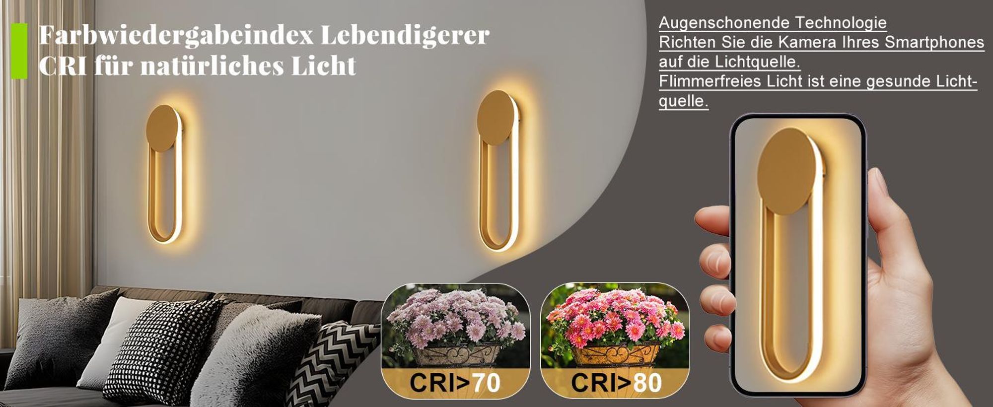 ZMH LED Wandleuchte Innen Wandlampe 12W Treppenhauslampe 41cm Gold Flurlampe Modern Design 3000K Warmweiß Minimalistische Wandbeleuchtung für Schlafzimmer Wohnzimmer Flur Treppenhaus Küche