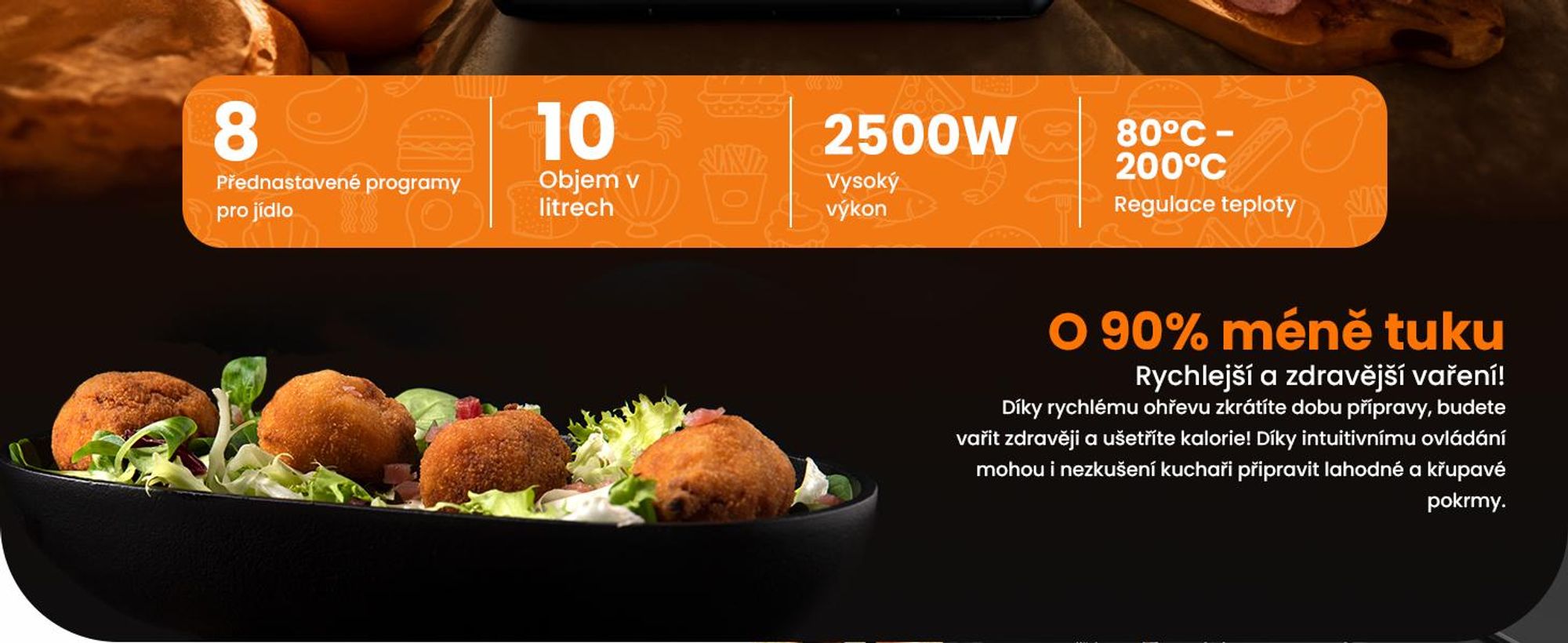 Extralink Air Fryer Dual Basket 10 l horkovzdušná fritéza 2500 W se 2 koši a dotykovým displejem
