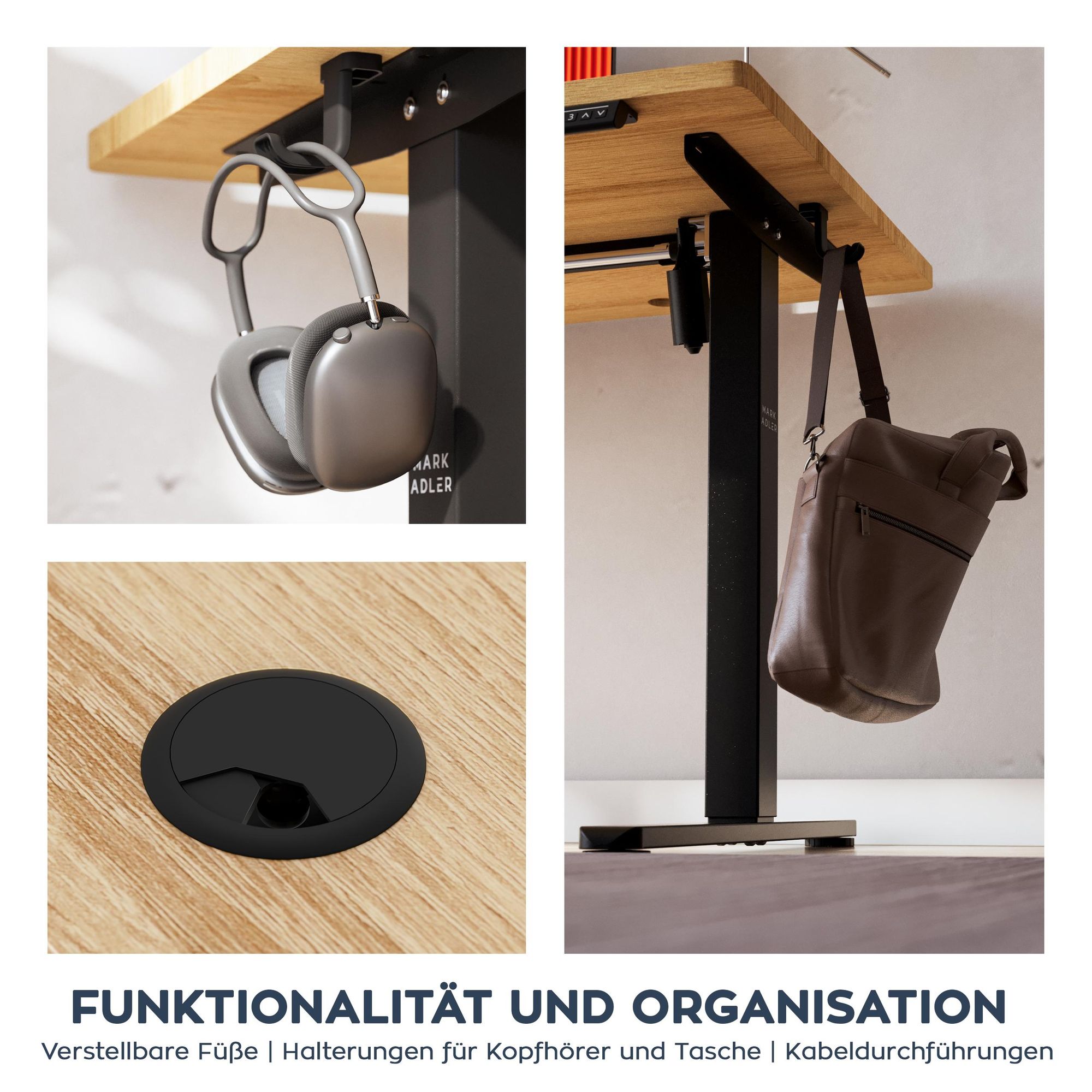 Mark Adler Leader 6.9 Elektrischer Schreibtisch – Höhenverstellbar 72–118 cm, ErgoHub Flex, 120×60 cm Tischplatte, leiser Motor, Kabelmanagement, Kopf