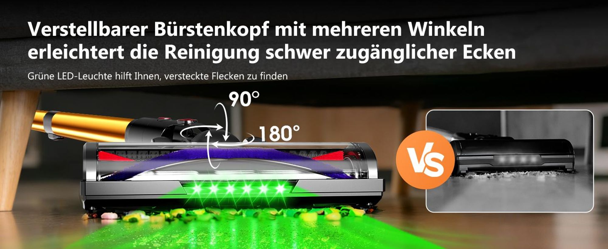 Hiazurm Akku Staubsauger, 85000Pa Staubsauger kabellos mit Touchscreen, HEPAx4, 80Min, Schlauchbürste, Staubsauger, 2L, Anti-Tangle-Staubsauger