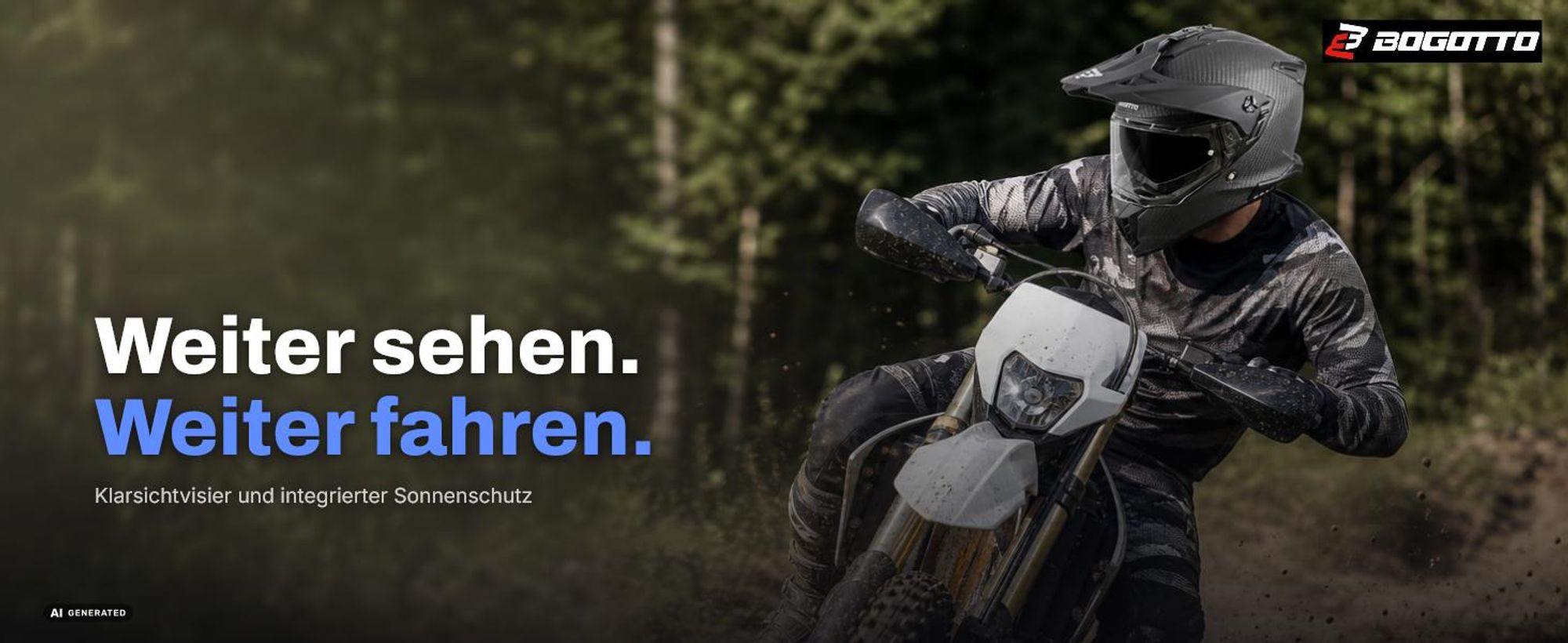 Bogotto FG-601 Carbon 6K Enduro-Helm, schwarz matt, L (59/60)