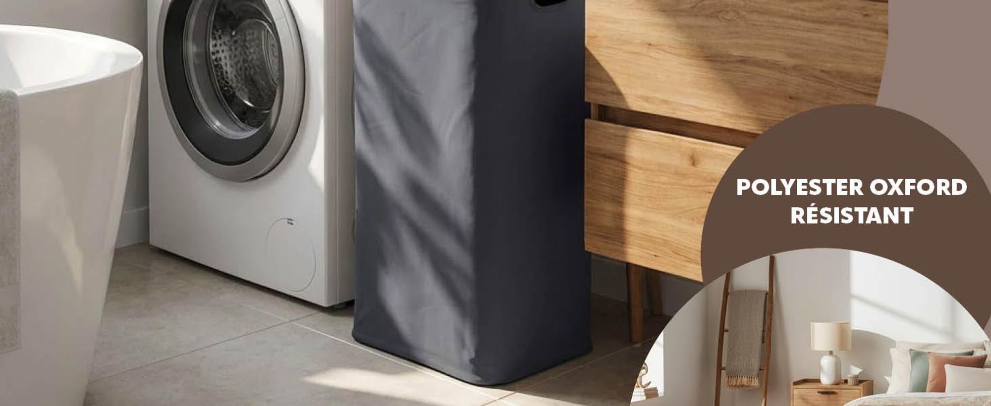 Panier à linge dans la salle de bains