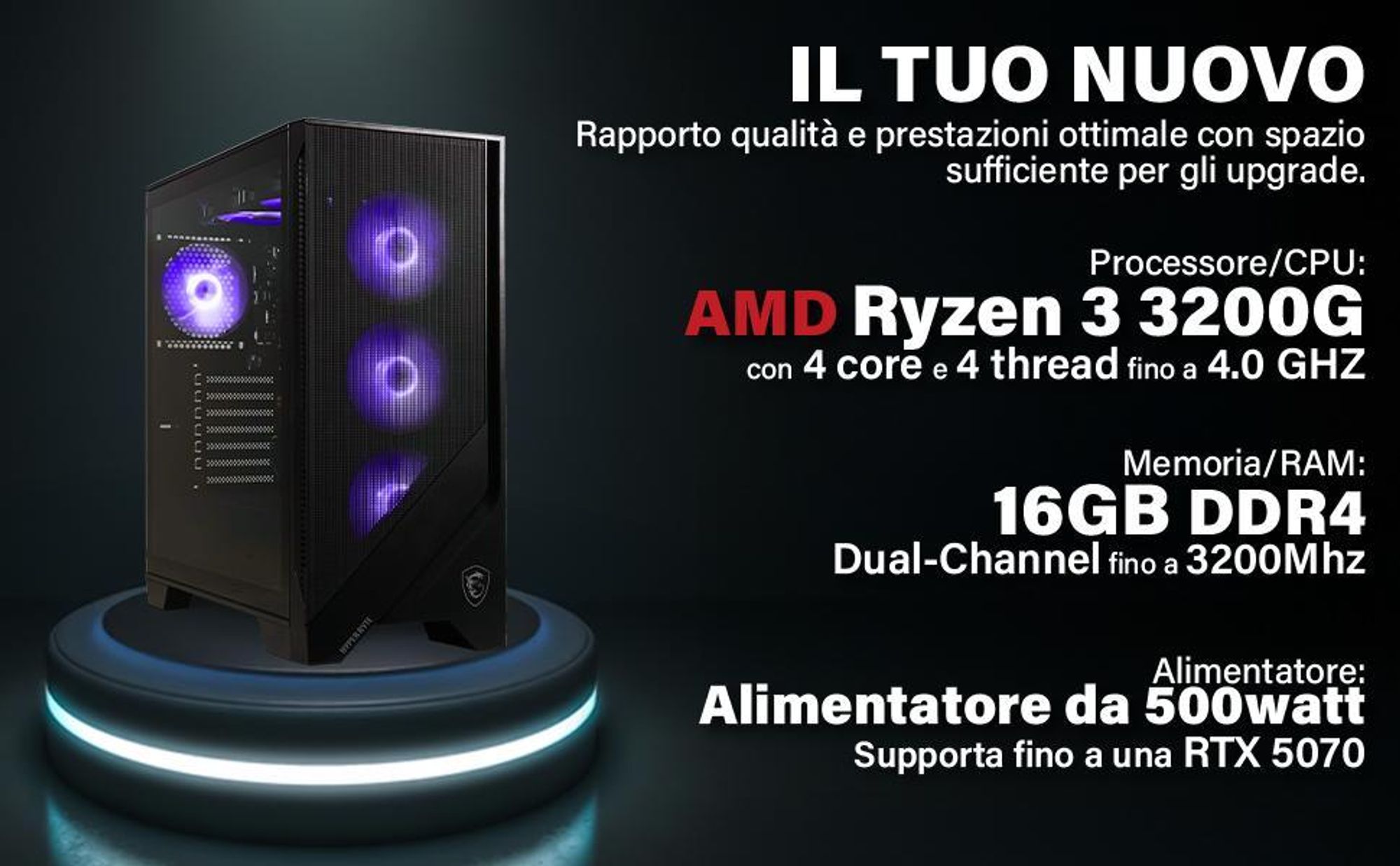 HYPER BYTE Essential - PC Gaming - AMD Ryzen 3 3200G | 3,6 GHz | Vega 8 | Gaming Computer con 16 GB DDR4 | 256 GB SSD | WiFi | Windows 11 Pro