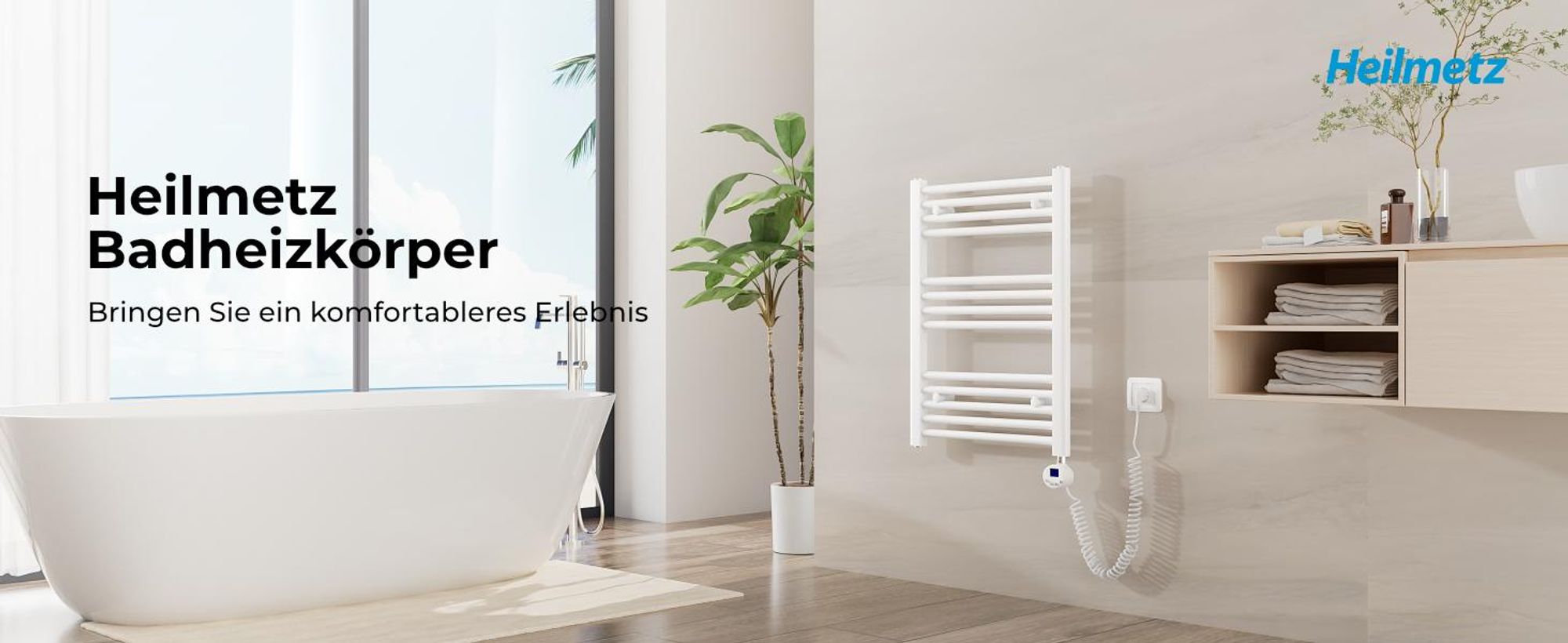 Heilmetz Heizkörper Elektrisches Badheizkörper Handtuchtrockner 140x40cm Weiß Handtuchwärmer Wandmontage Edelstahl