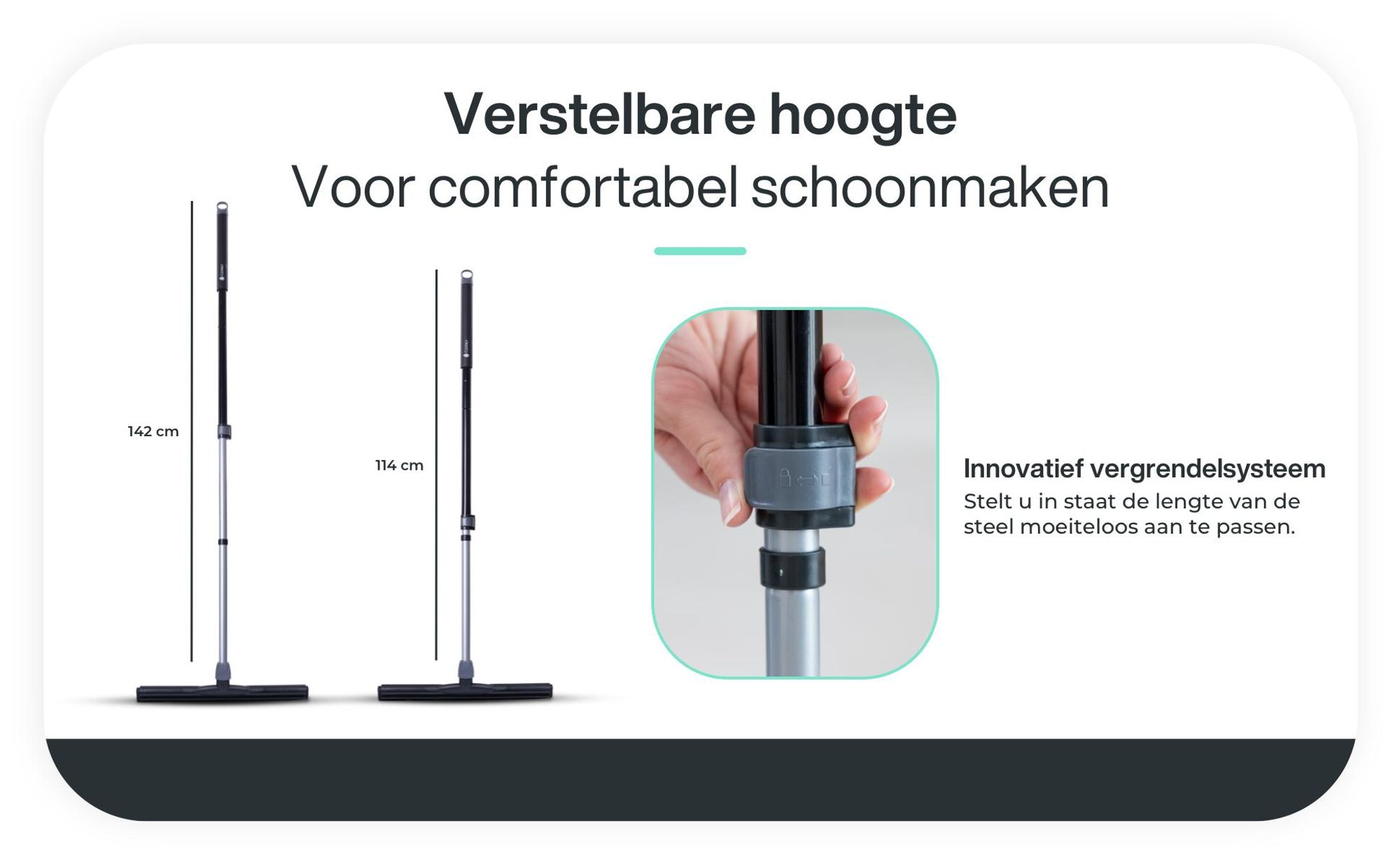 Vloertrekker met in hoogte verstelbare steel