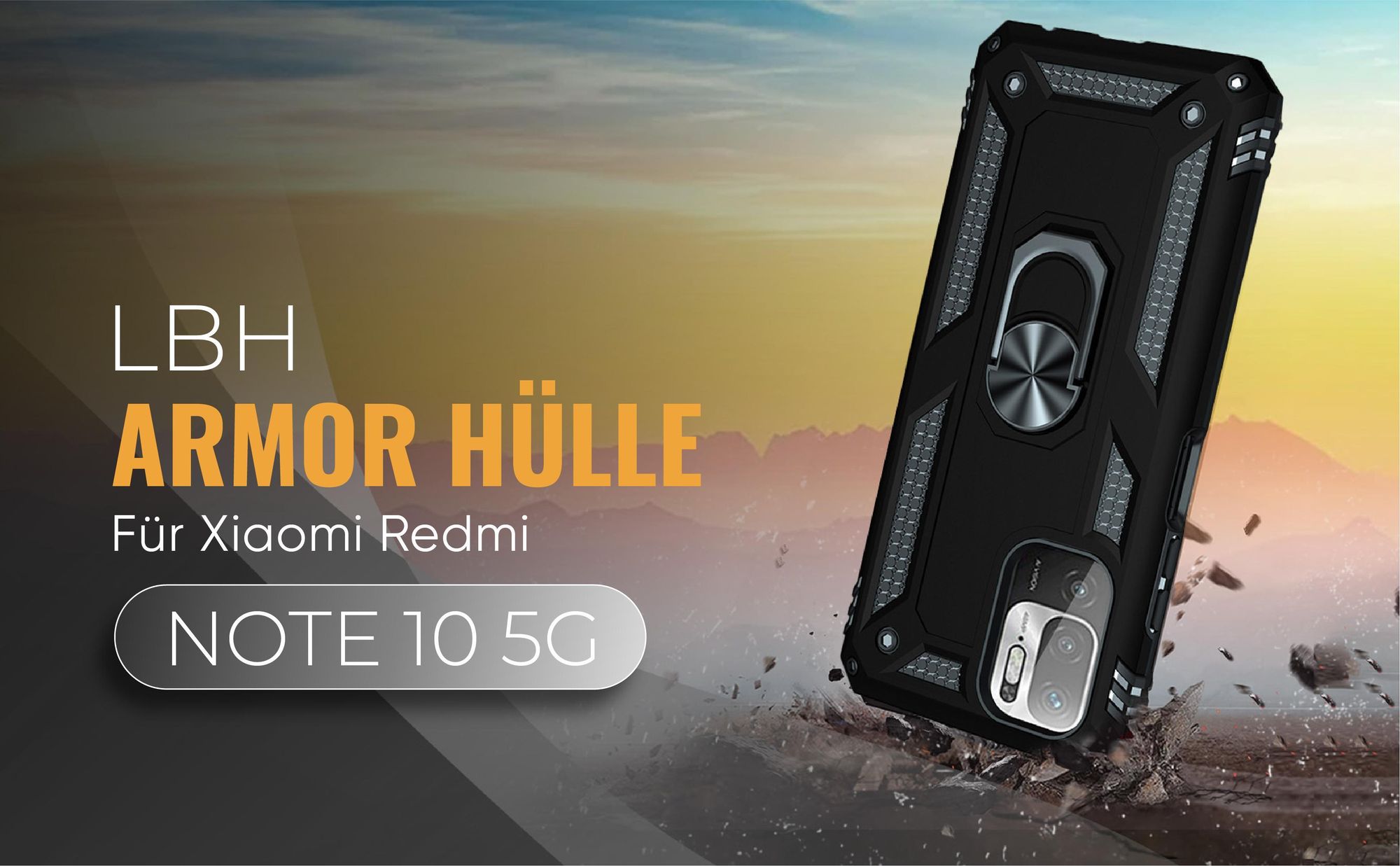 Schwarze Outdoorhülle für Xiaomi Redmi Note 10 5G