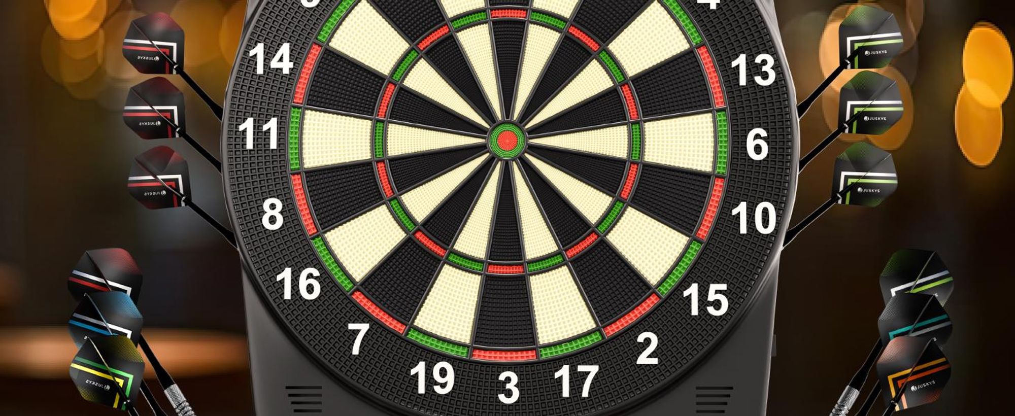 Juskys Elektronische Dartscheibe mit 32 Spielen & Zubehör – bis zu 8 Spieler