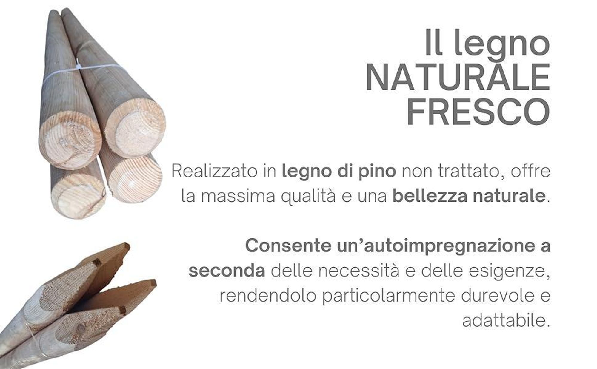 TIMBERMIK Ø 5 cm 4 Pezzi Paletti di Legno a Punta L 200 cm – Palizzata Giardino Recinzione Pali da Recinzione Pino Resistente Intemperie Non Impregnato