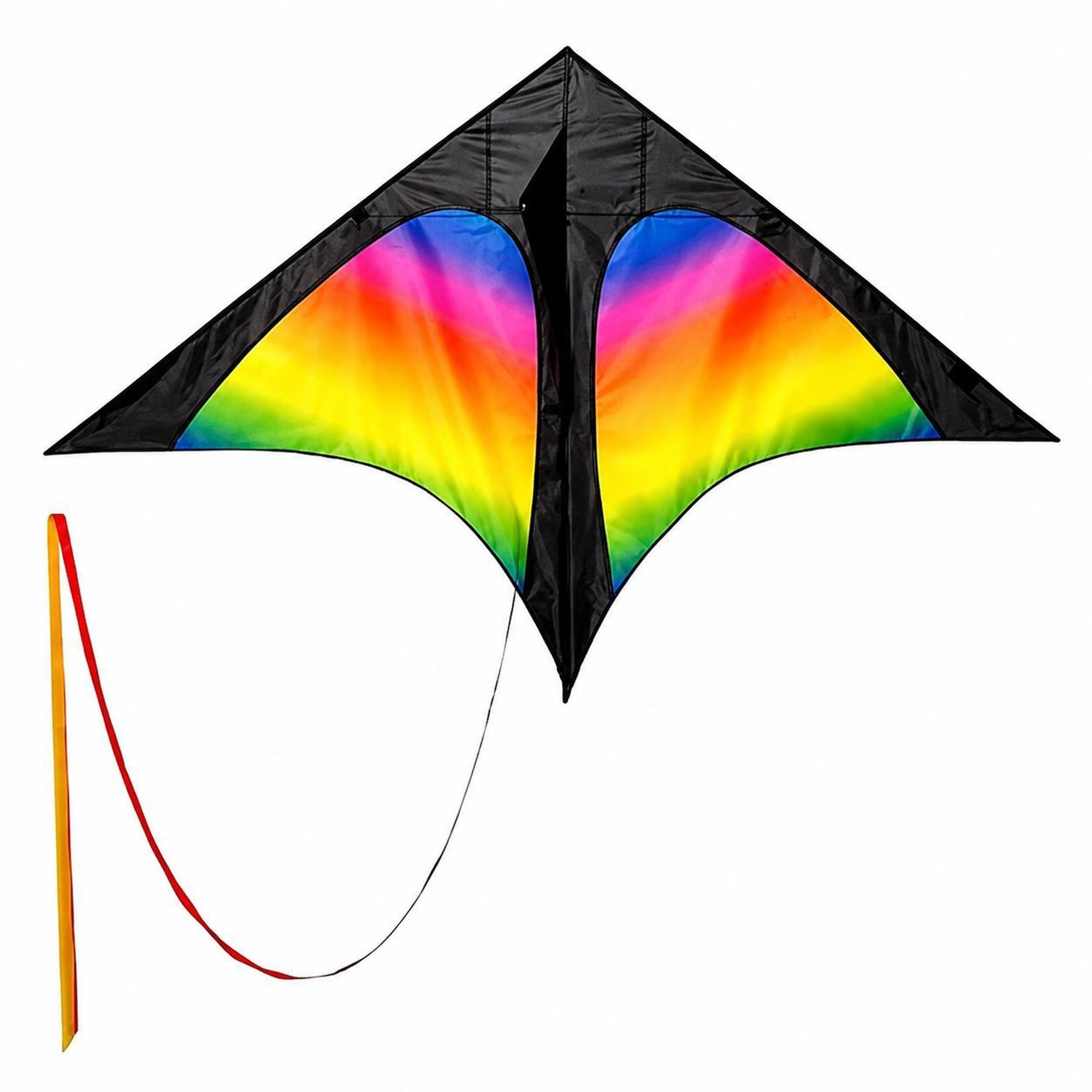 Wolkenstürmer Kinderdrachen Delta Rainbow (bunt), Einleinerdrachen mit Glasfasergestänge - flugfertig inkl. Schnur