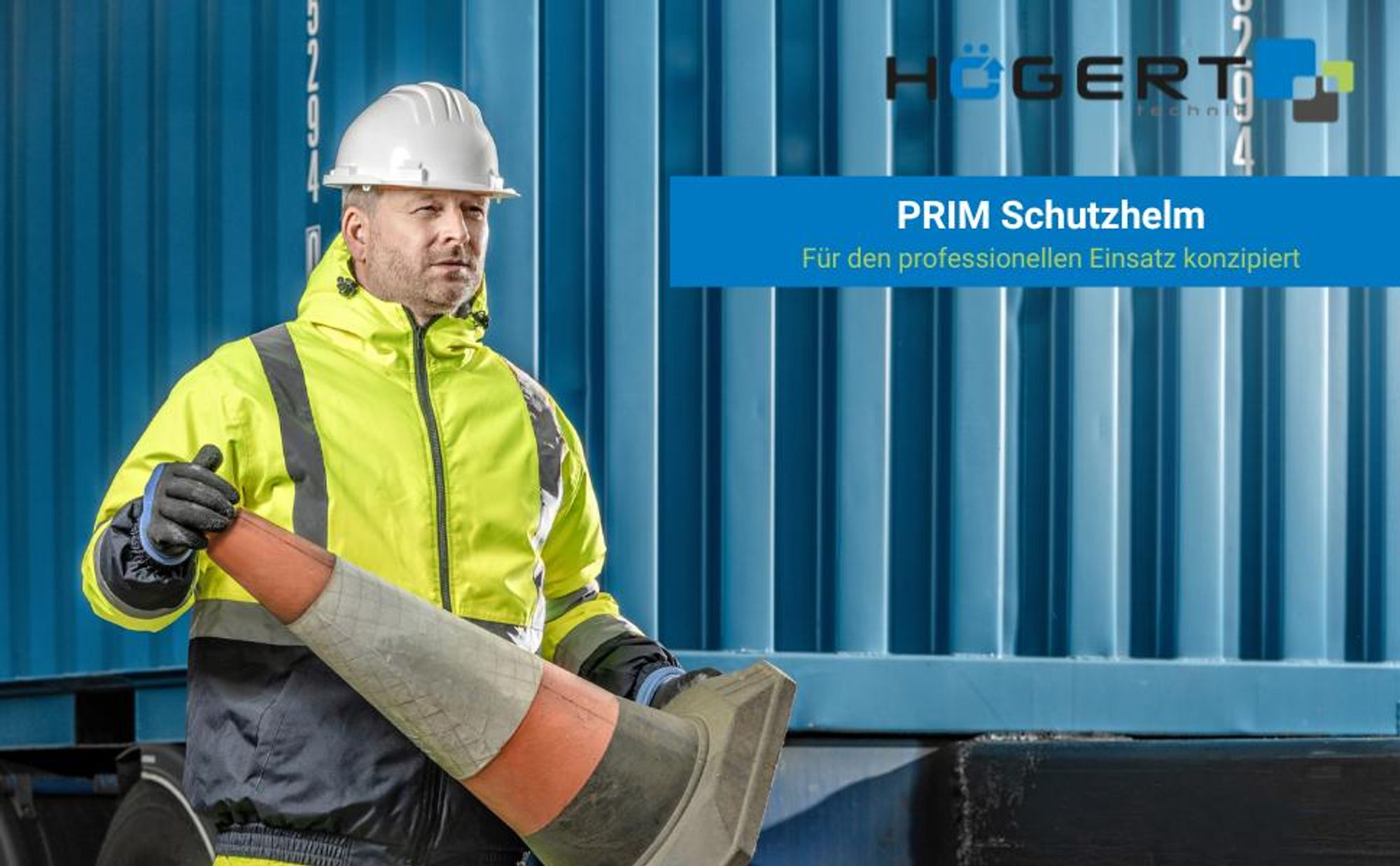 Schutzhelm gelb HDPE, 54–61 cm verstellbar, belüftet, Schutz bis 440 V AC / 1000 V – Bauhelm PRIM, Högert Technik
