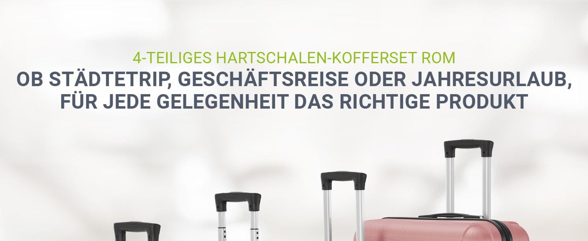 Juskys Hartschale Kofferset Reisekoffer 4 teilig - Zahlenschloss, geräuscharme 360° Rollen groß, Teleskopgriff, leicht - Koffer in Rosa