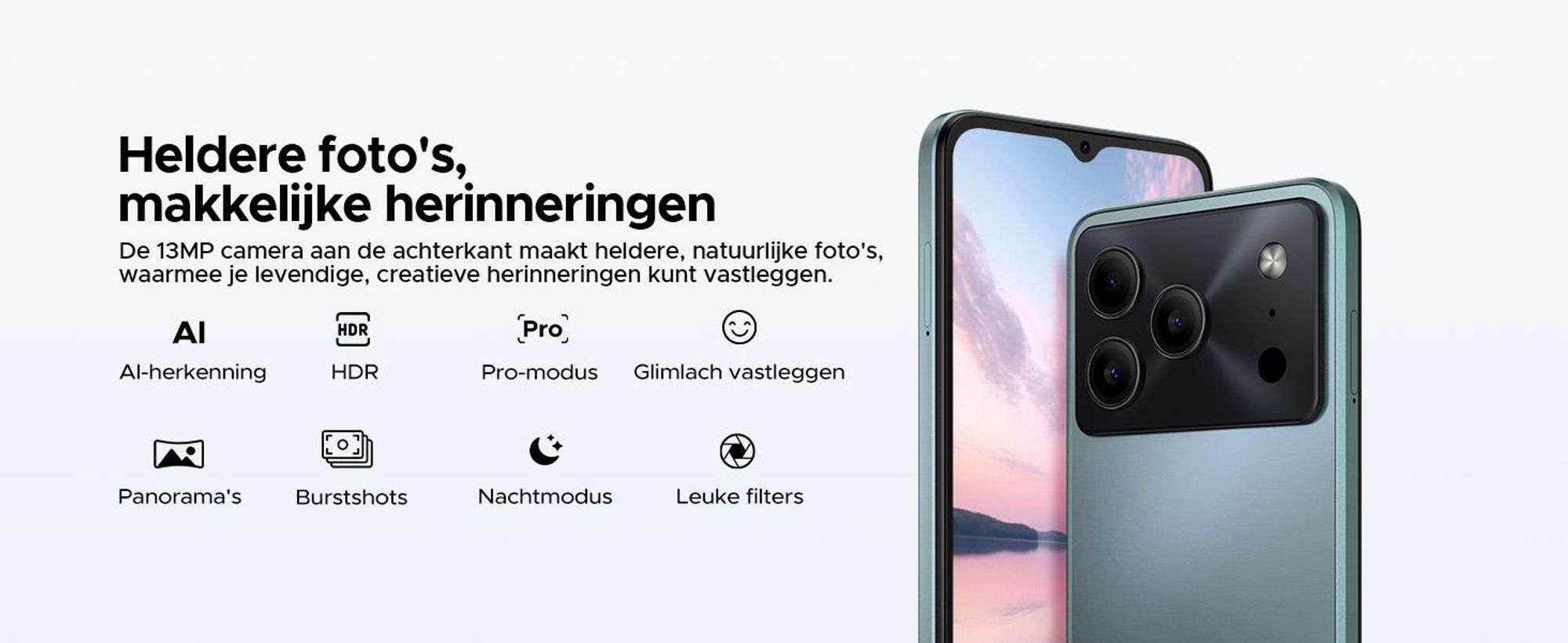 DOOGEE Note56 Pro Smartphone, Android 16, 6,56" scherm met 90Hz, 6150mAh batterij, 32GB RAM + 128GB opslag, 4G Dual-SIM, 13MP camera, NFC, vingerafdruksensor, gezichtsherkenning