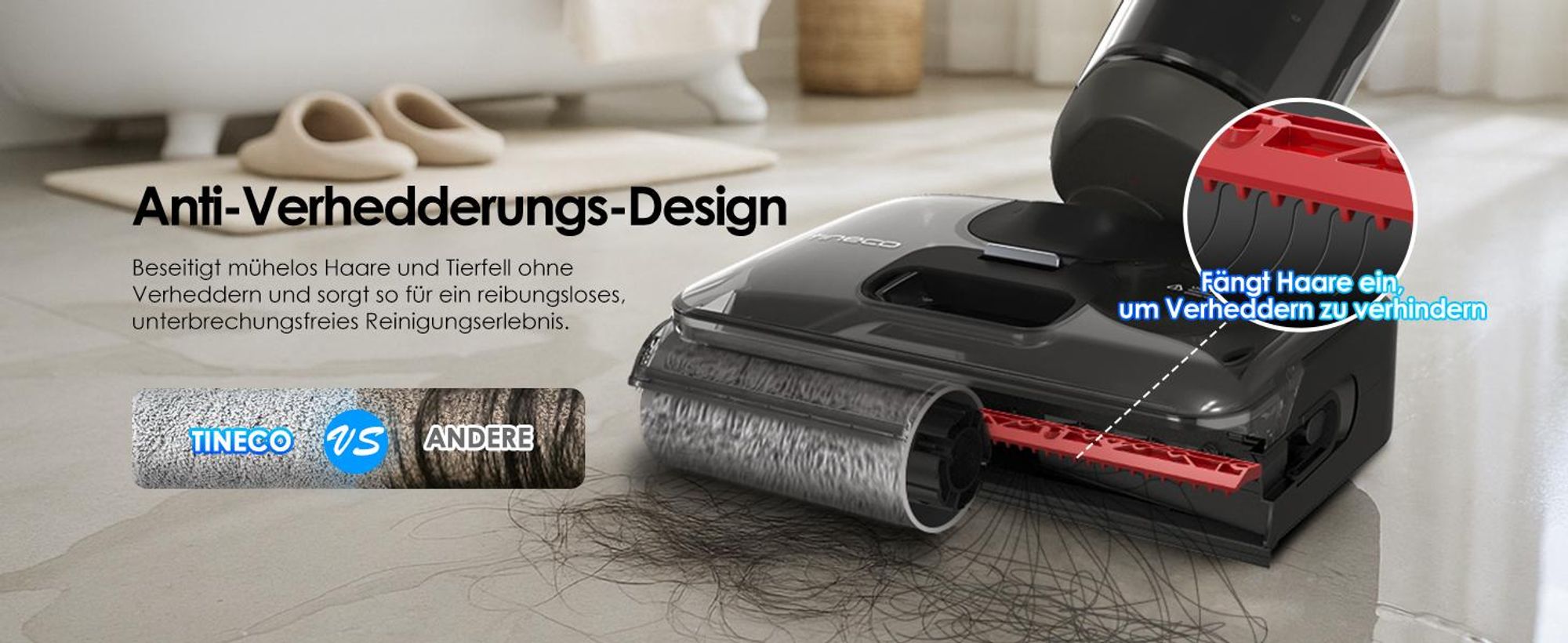 Tineco FLOOR ONE i6 Stretch Nass Trockensauger, Selbstreinigung 5 Min Flashdry, 180° Lay-Flat, 20kPa, 40 Min, Beidseitige Kantenreinigung Waschsauger