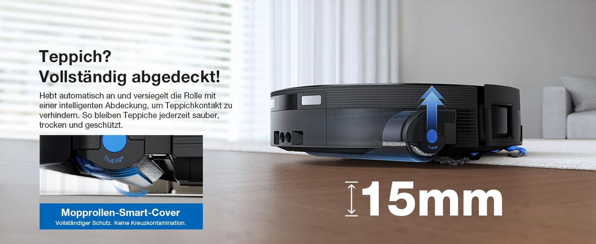 ECOVACS DEEBOT X12 PRO OMNI 22000Pa Staubsauger Roboter, Saugroboter mit Wischfunktion, OZMO Roller 3.0, FocusJet-System zur Fleckenvorlösung, Schwarz