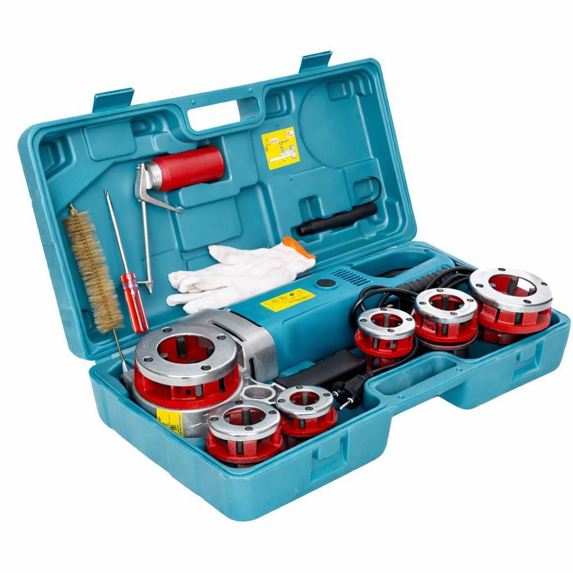 KRAFT&DELE | Tragbare Gewindeschneidmaschine, 6TLG, 2300W, Elektrischer Rohreinfädler, für Rohre mit Tragetasche, Elektro-Gewindeschneidmaschine