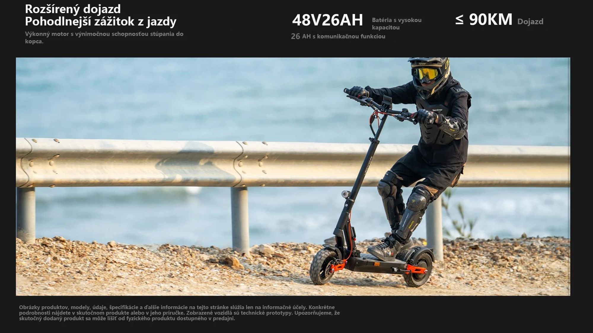 JOYOR T6E PRO Skladateľný Elektrický Kolobežka  ABE - 500W Motor 48V26AH Batéria 10" terénne pneumatiky - Čierna