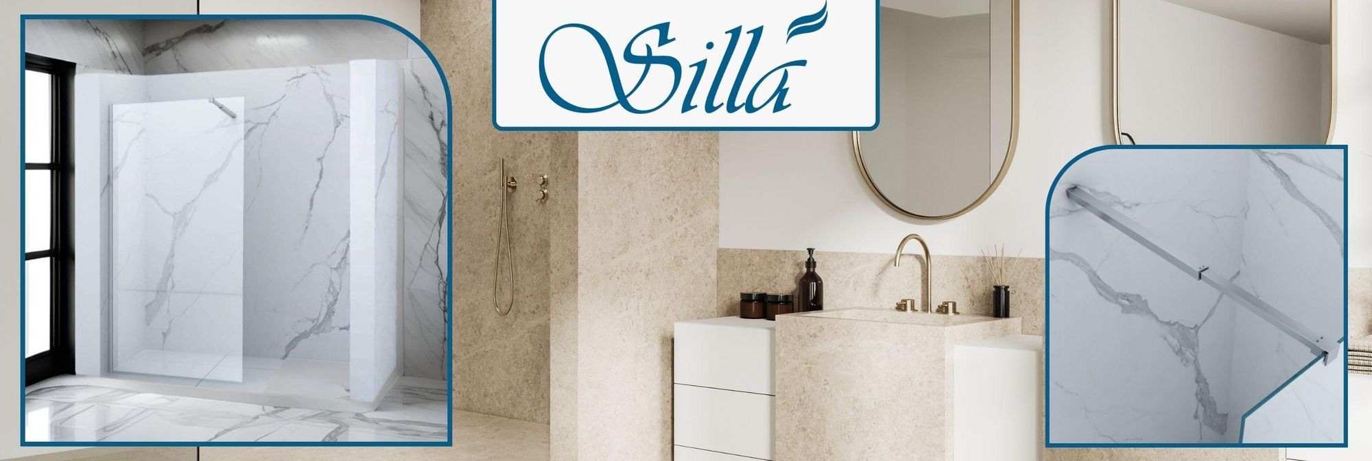 Duschwand, Walk in Dusche, Duschabtrennungen, Dusche, Chrom, Silla