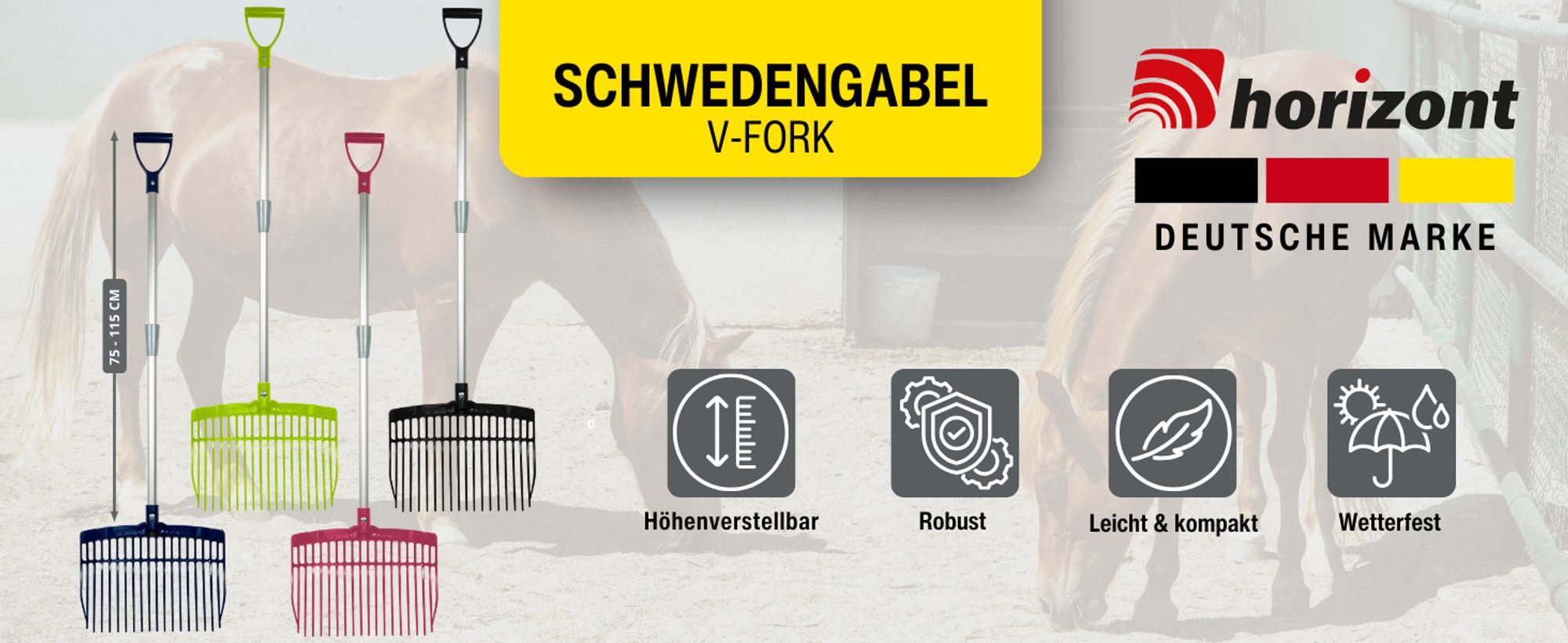 Schwedengabel V-Fork pink – Höhenverstellbare Mistgabel 75–115 cm aus Polycarbonat