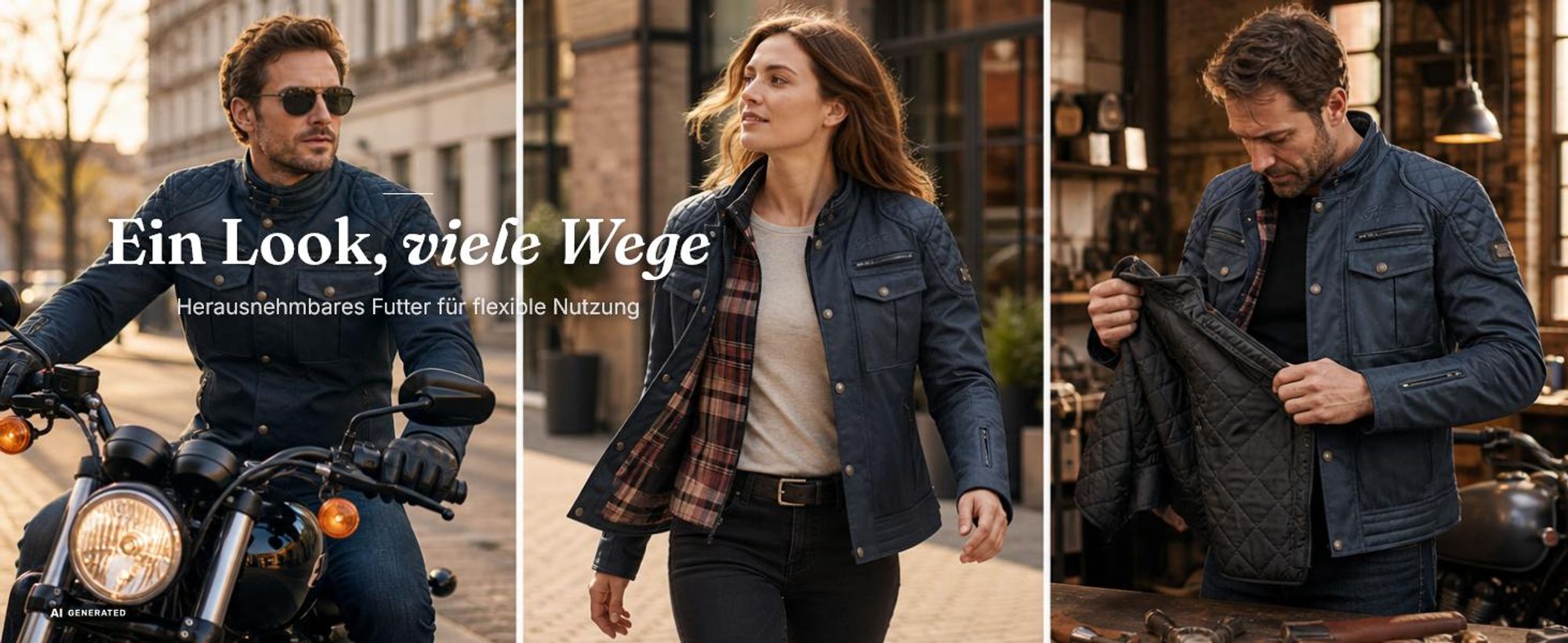 Bogotto Barton wasserdichte Motorrad Wachsjacke, schwarz, M