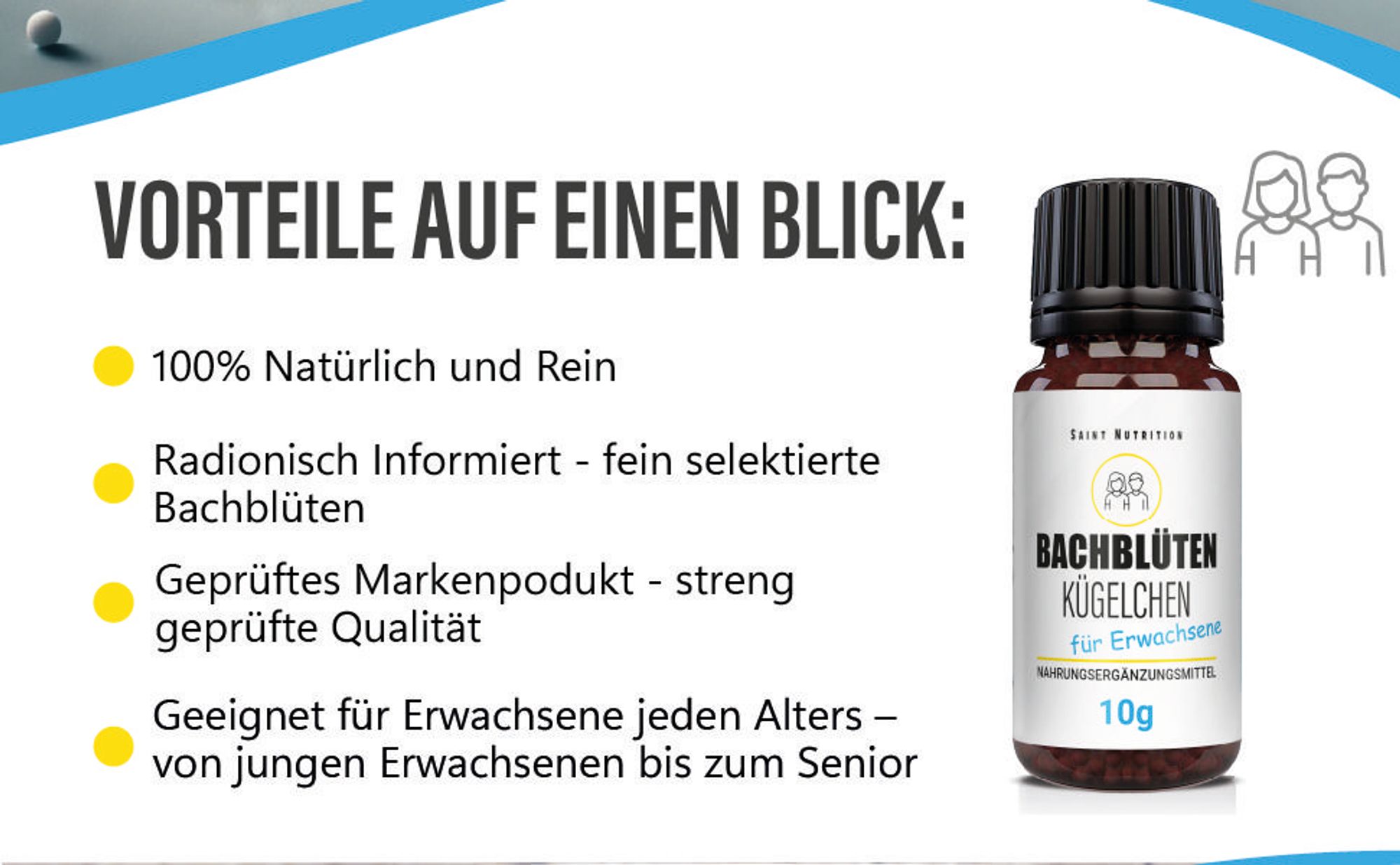 Saint Nutrition® Bachblüten Kügelchen | unterstützt gegen innere Unruhe & Stress – in stressigen Momenten – Stress & Überforderung