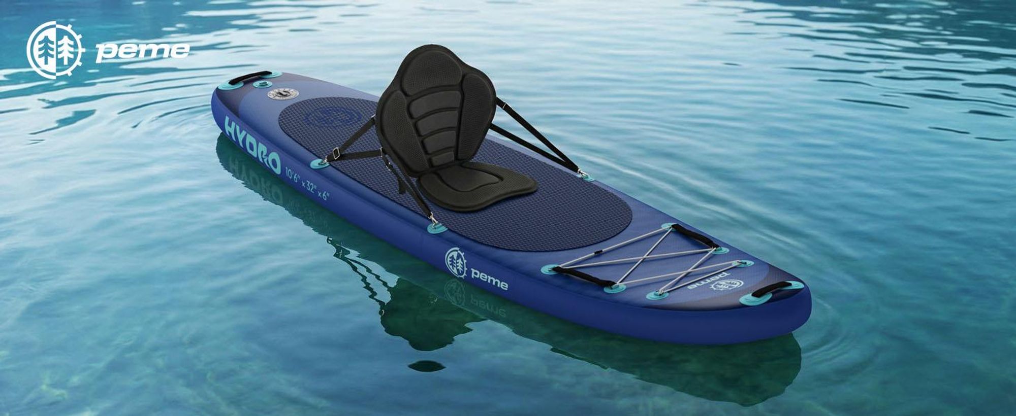 PEME Hydro Kajaksitz für SUP Board Stand Up Paddle Sitz Universal Rückenlehne Aufsatz Gepolstert mit Tasche Wasserdicht Schwarz Karabiner Zubehör