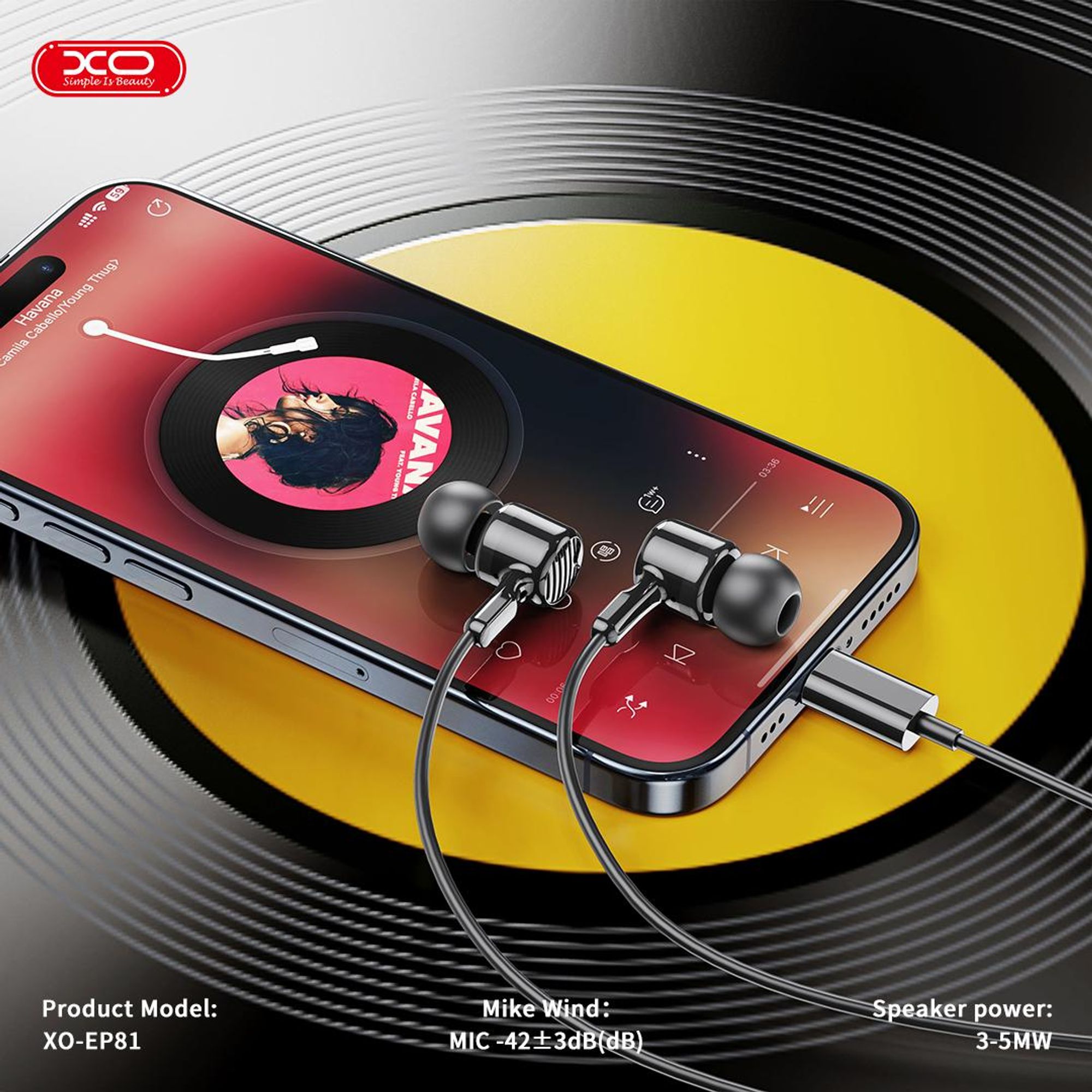 XO EP81 Kabelgebundener USB-C In-Ear-Kopfhörer Weiß