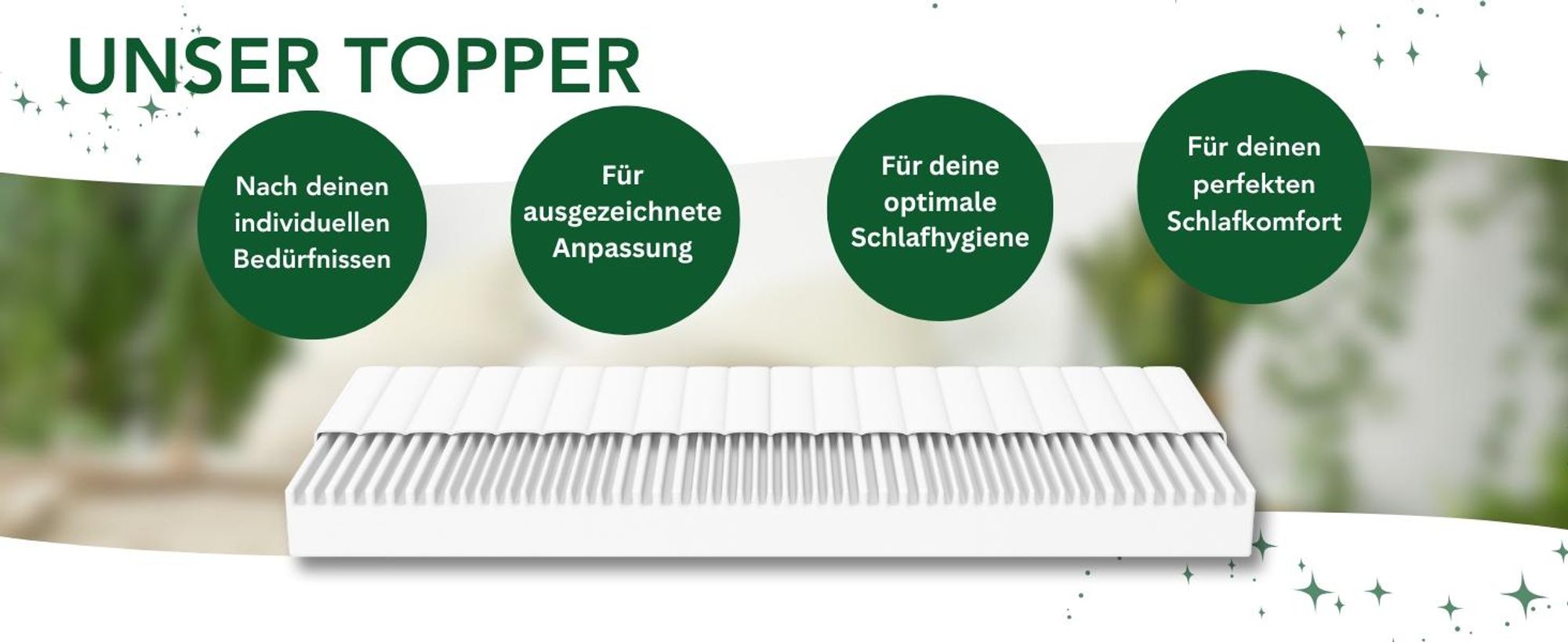 10 cm ergonomische matrastop met 7 zones | Geschikt voor H2 en H3 matrassen | 80 x 200 cm | Matrasbeschermer | DREAMSTAR Easy Flex