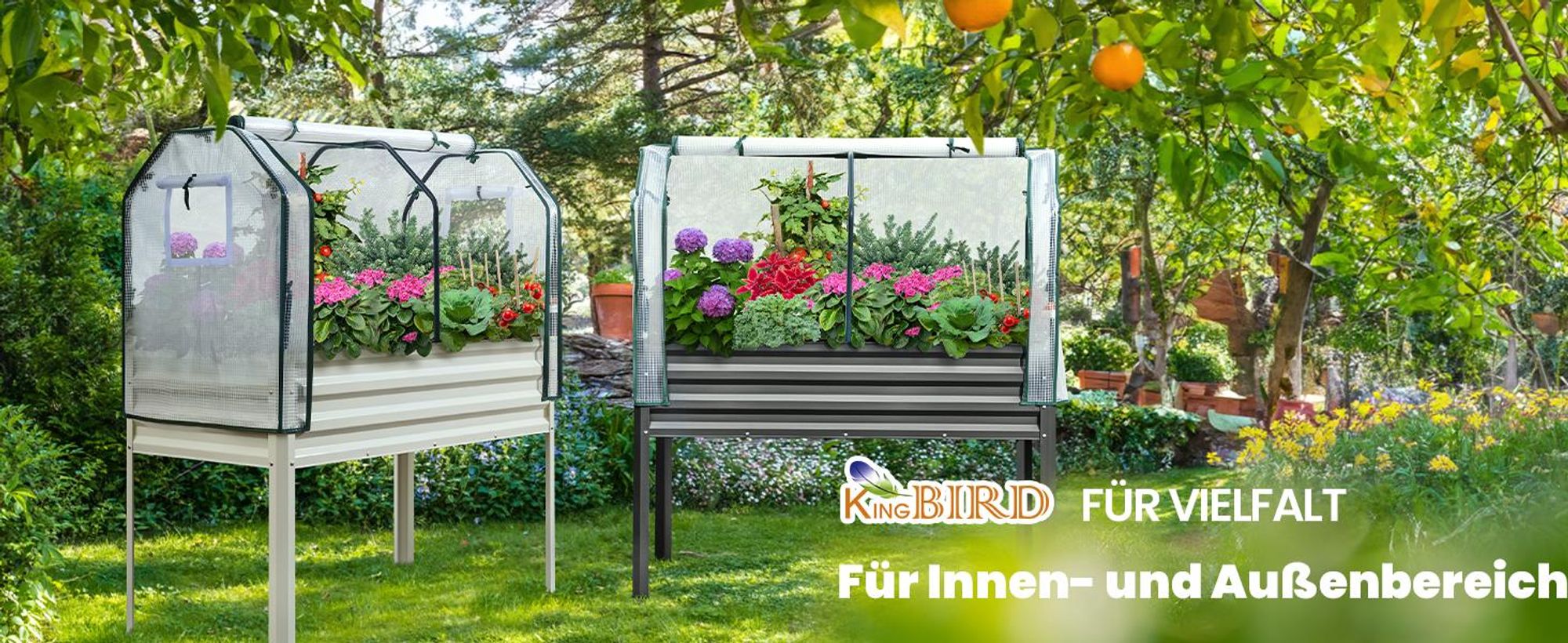 KING BIRD Hochbeet aus Metall Pflanzkasten Blumenbett, Frühbeet Bausatz Kräuterbeet für Garten, Balkon, Terrasse (122x61x42cm)