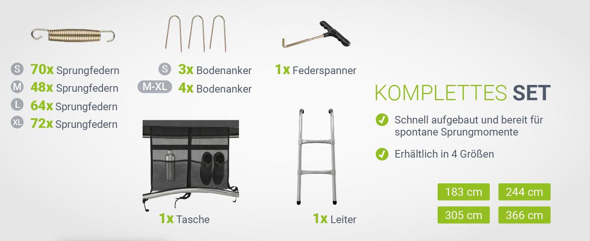 Juskys Trampolin JumpMaster L Ø 305 cm mit Sicherheitsnetz & Leiter