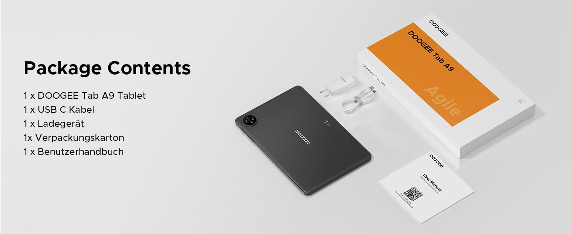 DOOGEE TAB A9 - Tablet,Android 16, 10,1 Zoll, 12(3+9)GB RAM+64GB(bis 2TB erweiterbar), WiFi 5,Doppellautsprecher