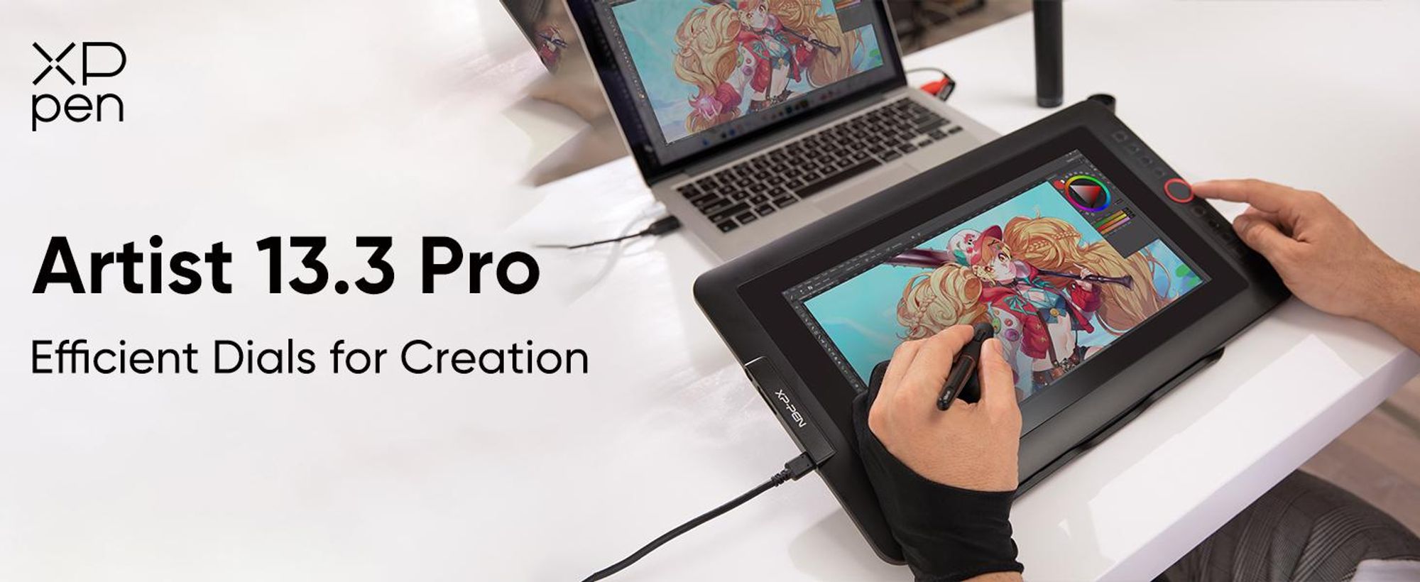 XPPen Artist Display 13.3 Pro, Kabelgebunden, 5080 lpi, 293,76 x 165,24 mm, USB, 1 cm, 0,01 mm