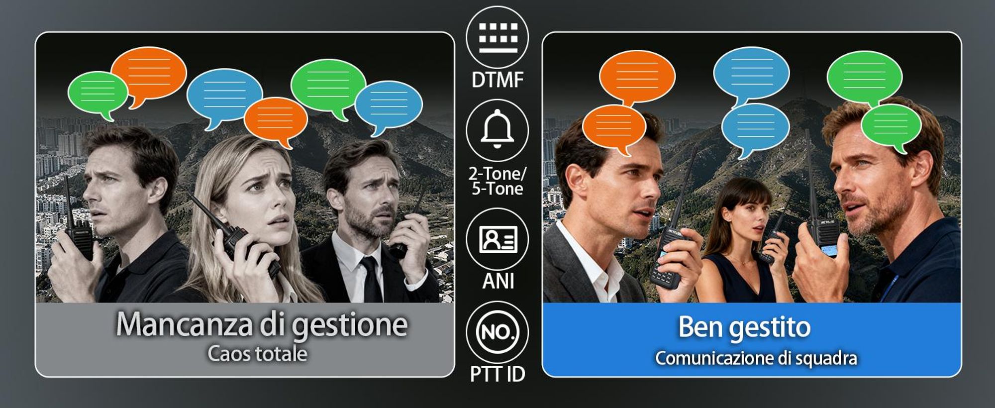 Radio amatoriale Retevis RA89, alta potenza, impermeabile IP68, doppia banda, VFO, batteria da 2500 mAh, Walkie-Talkie ricaricabile di tipo C (2 pezzi, nero)