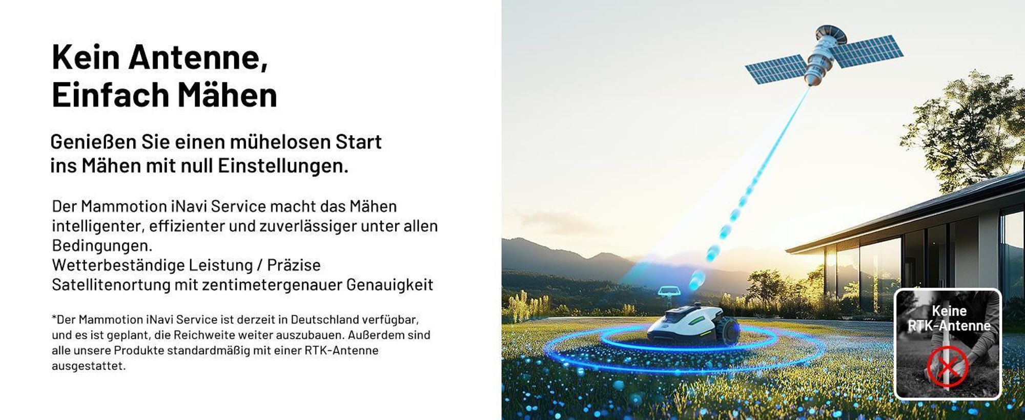 Mähroboter Mammotion YUKA Mini 800 ohne Begrenzungskabel NetRTK+Vision Auto-Kartierung Empf. 800m² bis 1200m² 50% Steigung mit 4G-Modul RTK-Station