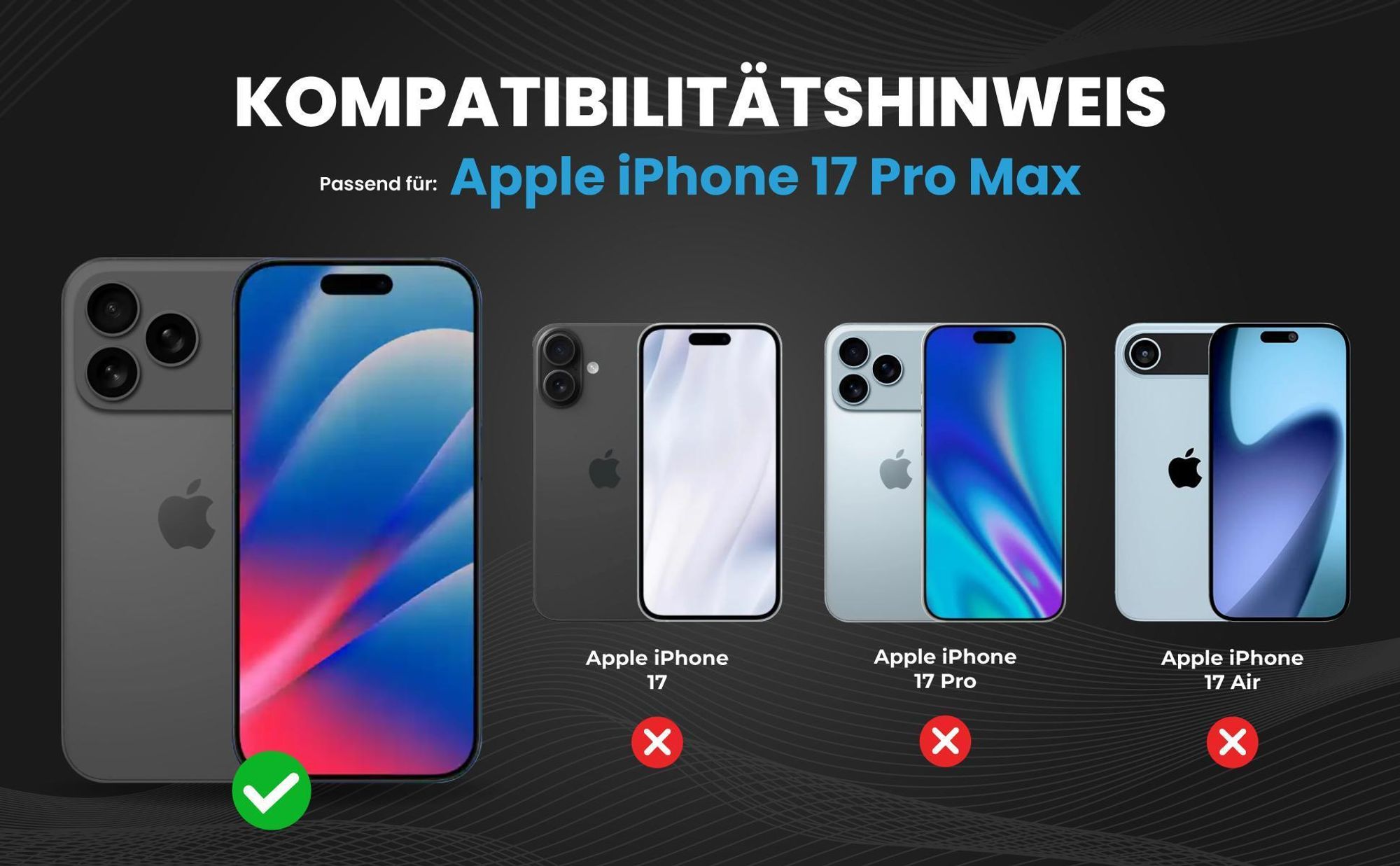 Kompatibilitätshinweise Hülle für Apple iPhone 17 Pro Max