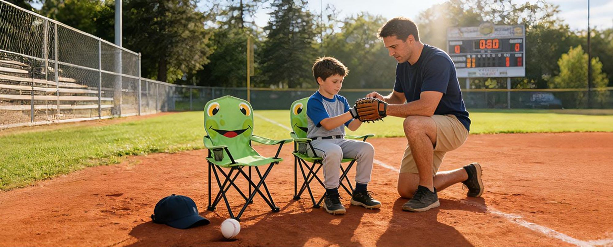 Sunula Kinder Campingstuhl mit Getränkehalter, Anglersessel Kinder Klappstuhl, Grün - Frosch