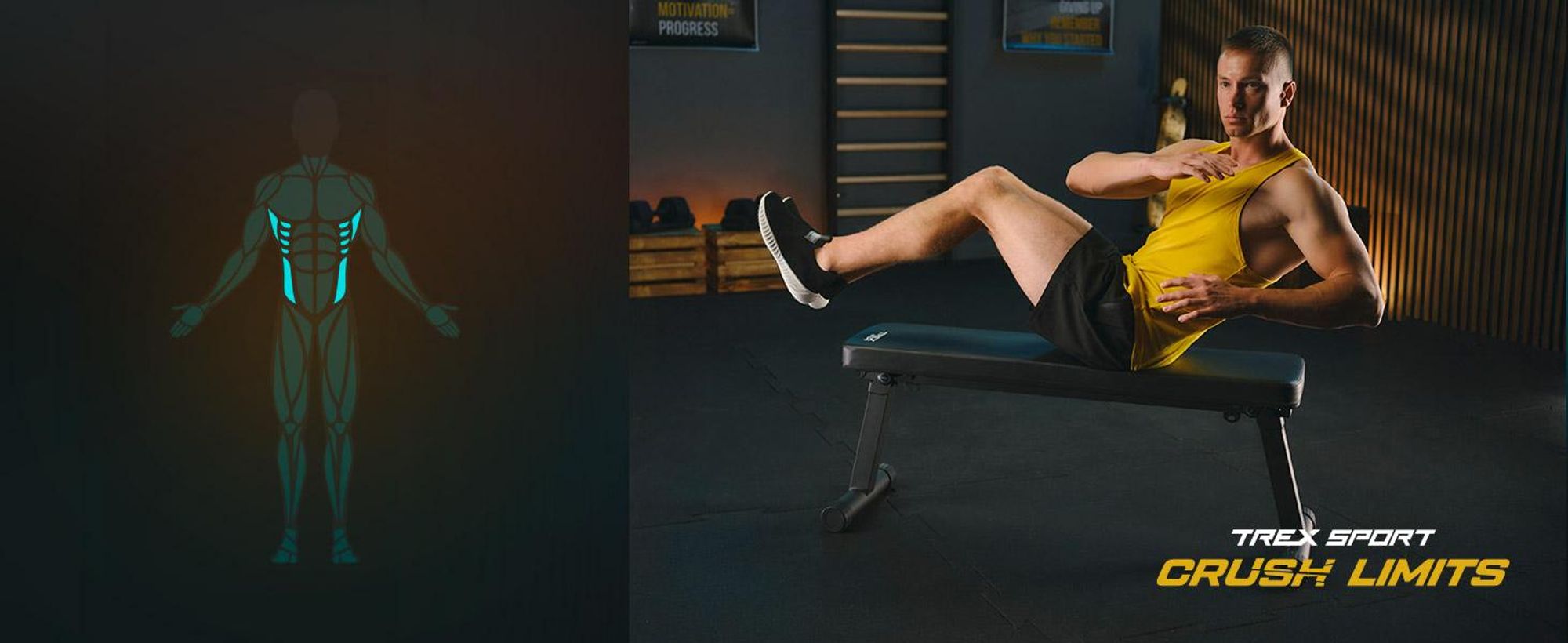 TREX SPORT Flachbank TX-100B | Hantelbank klappbar für Krafttraining | Home Gym Trainingsbank für Bankdrücken | Stahlrahmen, rutschfest, gepolstert