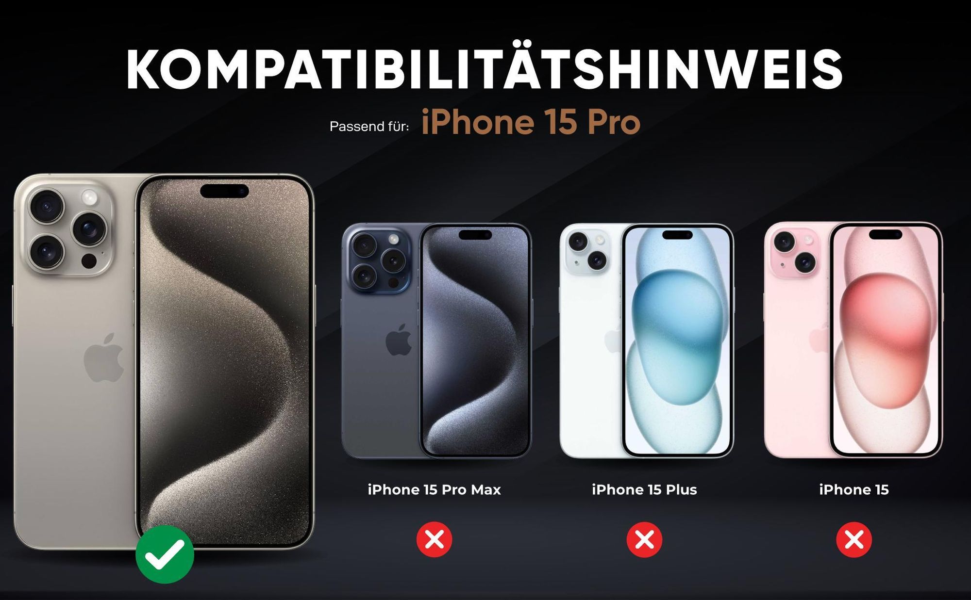 Kompatibilitätshinweise Hülle für Apple iPhone 15 Pro