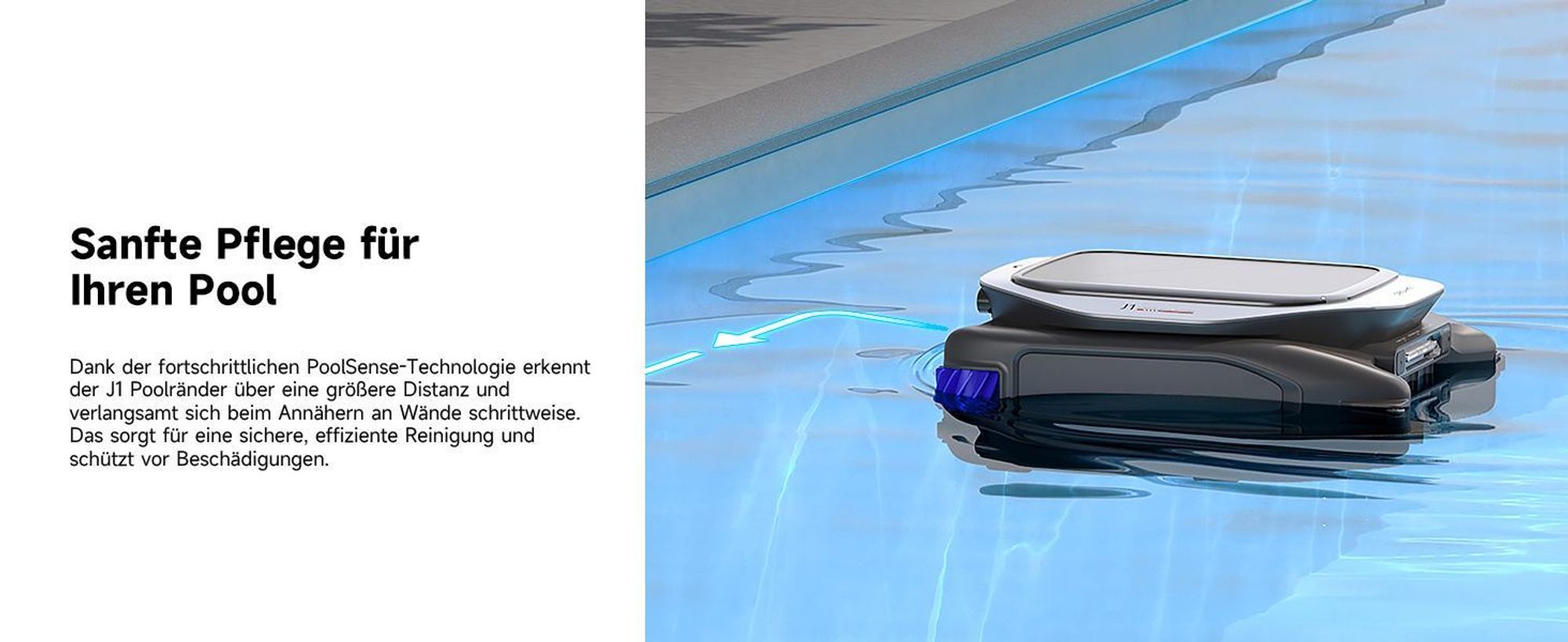 Dreame J1 Roboter-Poolskimmer,Poolroboter PoolSense™,Rundum-360°Reinigung,24/7im Einsatz,Intelligente Routenplanung,intelligente App-Steuerung,Schwarz