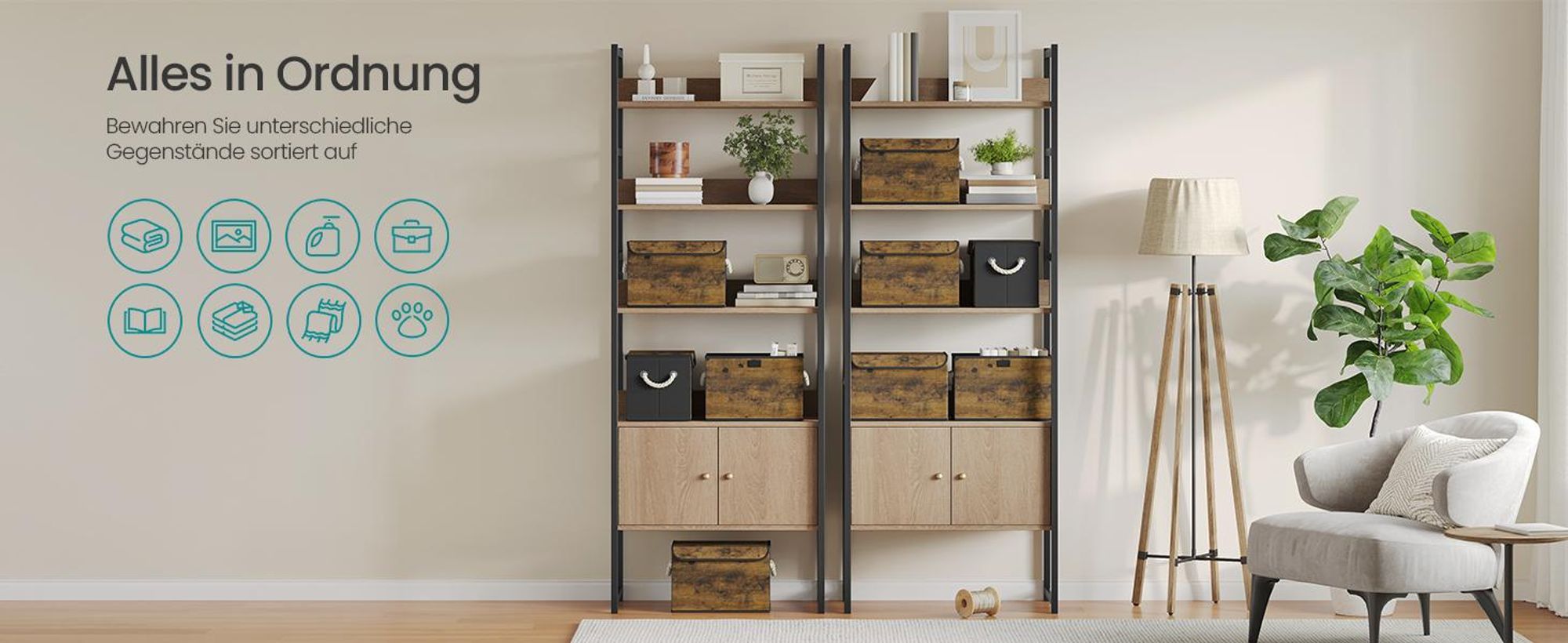 SONGMICS Aufbewahrungsbox 3er Set mit Deckel, Faltbare und Stapelbare Stoffboxen, 38 x 25 x 25 cm, Schwarz