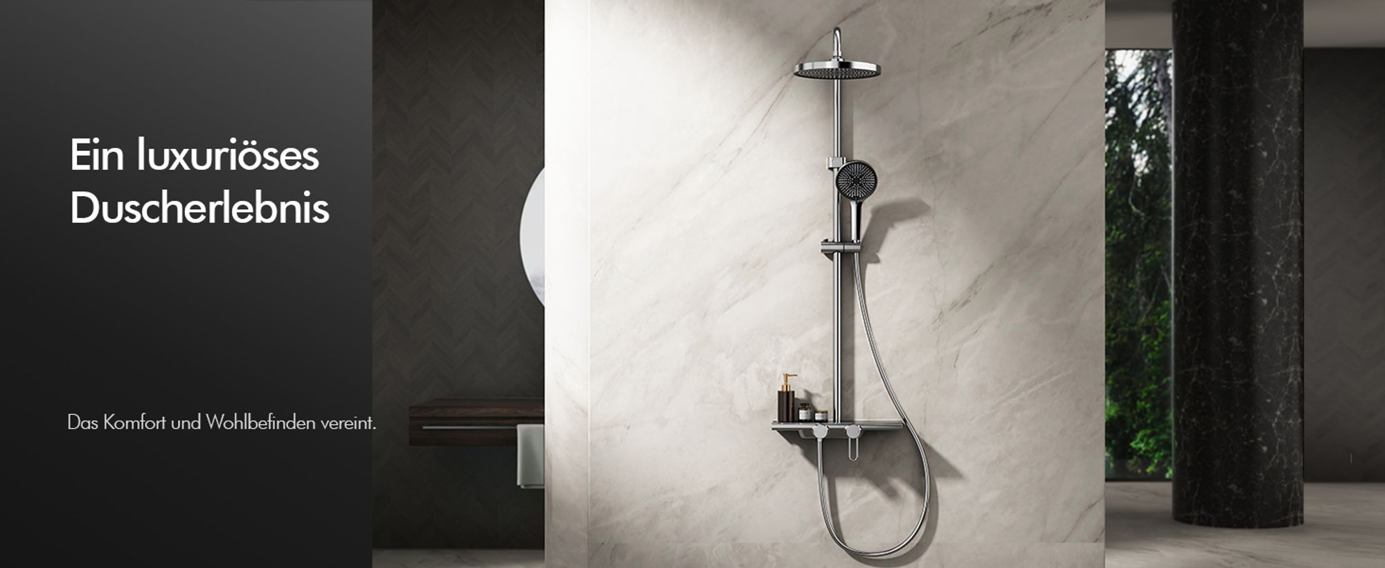 Homelody Duschsystem Chrom,Duschgarnitur für Bad,Dusche Komplett mit Lagerregal,Duschset Edelstahl, Duschgarnitur mit 400MM*110MM Große Lagerplattform