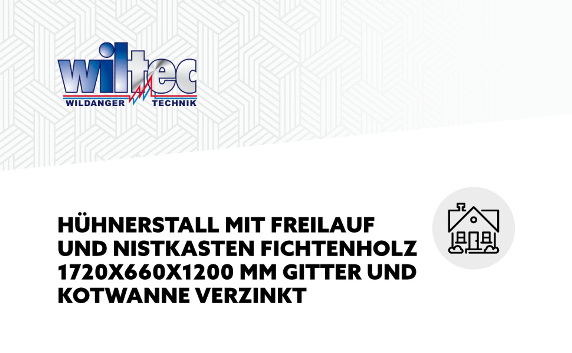 Wiltec Hühnerstall 1720 x 660 x 1200 mm braun mit Freilauf und Nistkasten aus Fichtenholz, Hühnerhaus mit Unterschlupf, Gitter und Kotwanne verzinkt