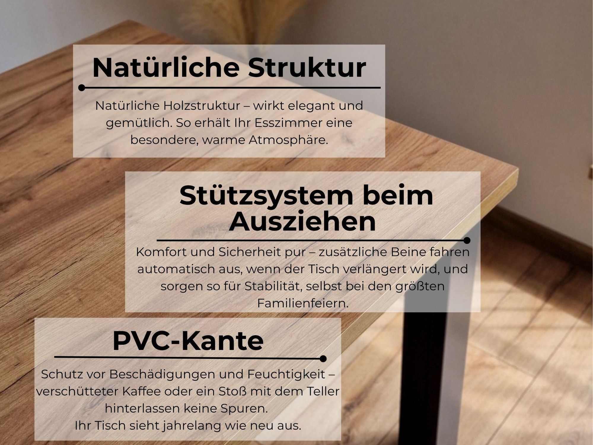 Esstisch Gilberto 100x160 cm ausziehbar – 4 Einlegeplatten – max. 400 cm – Eiche Craft – Massivholzbeine – Tisch für 14 Personen