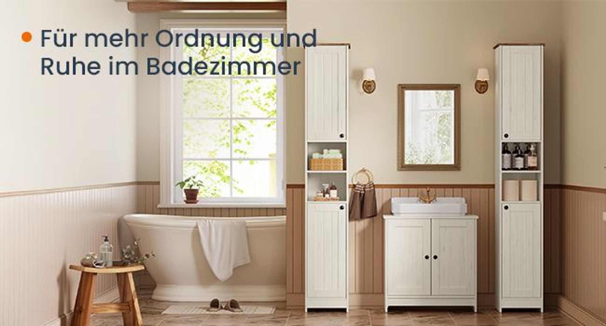 SONGMICS HOME Badezimmerschrank, Toolless-Technologie, superschnelle werkzeuglose Montage, Badschrank schmal, verstellbare Ablagen, Wohnzimmer