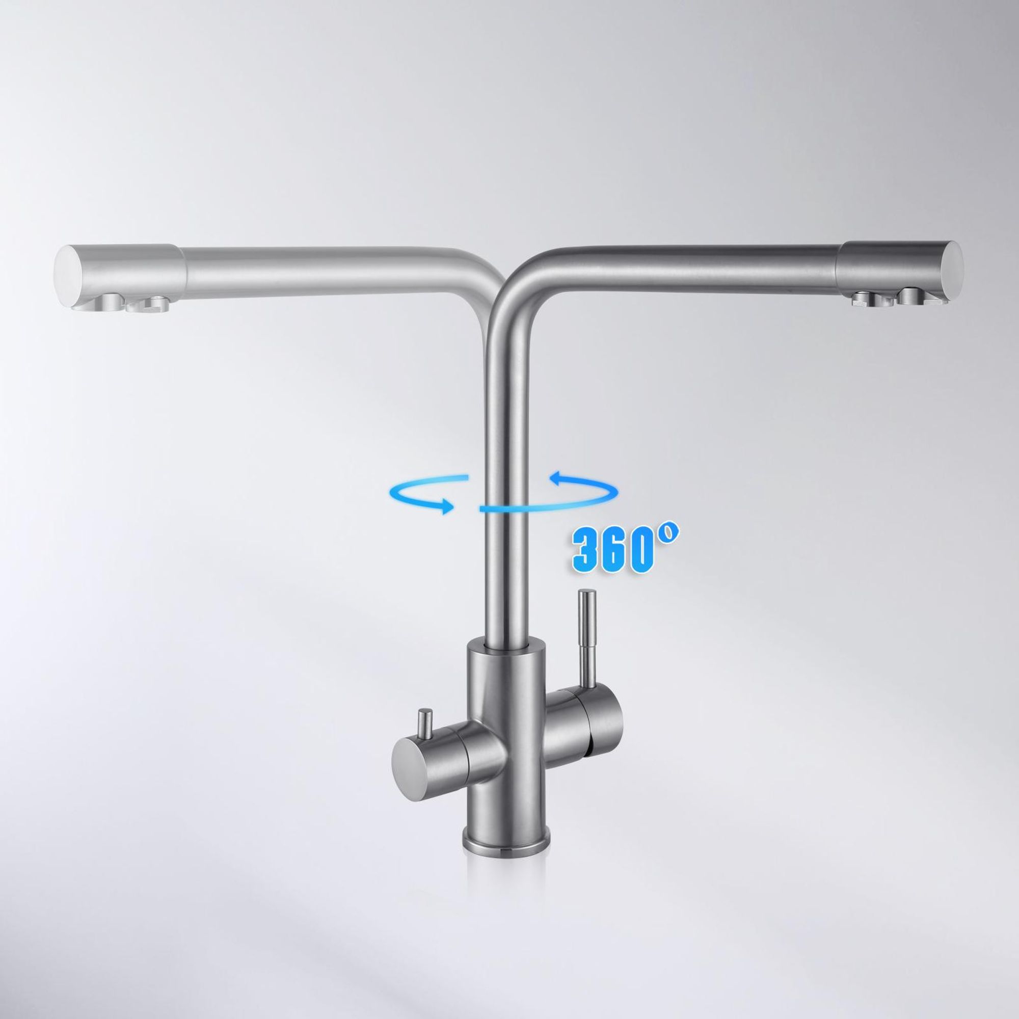 Wasserhahn Küchenarmatur, 360° Drehbar Spültischarmatur, Cecipa 3-Wege Küchenarmatur 304 Edelstahl, 3-in-1 Hochdruckarmatur, Gebürstet Trinkwasserhahn