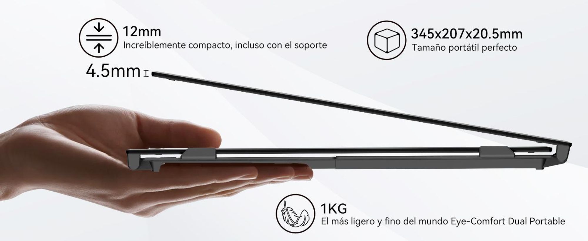 Blackview Pantalla portátil DCM6 de 14", monitor de doble pantalla para portátiles, ultradelgado, resolución FHD, compatible con portátiles de 13,3" a 17,3", giratorio 180°, para Windows/Mac/Android