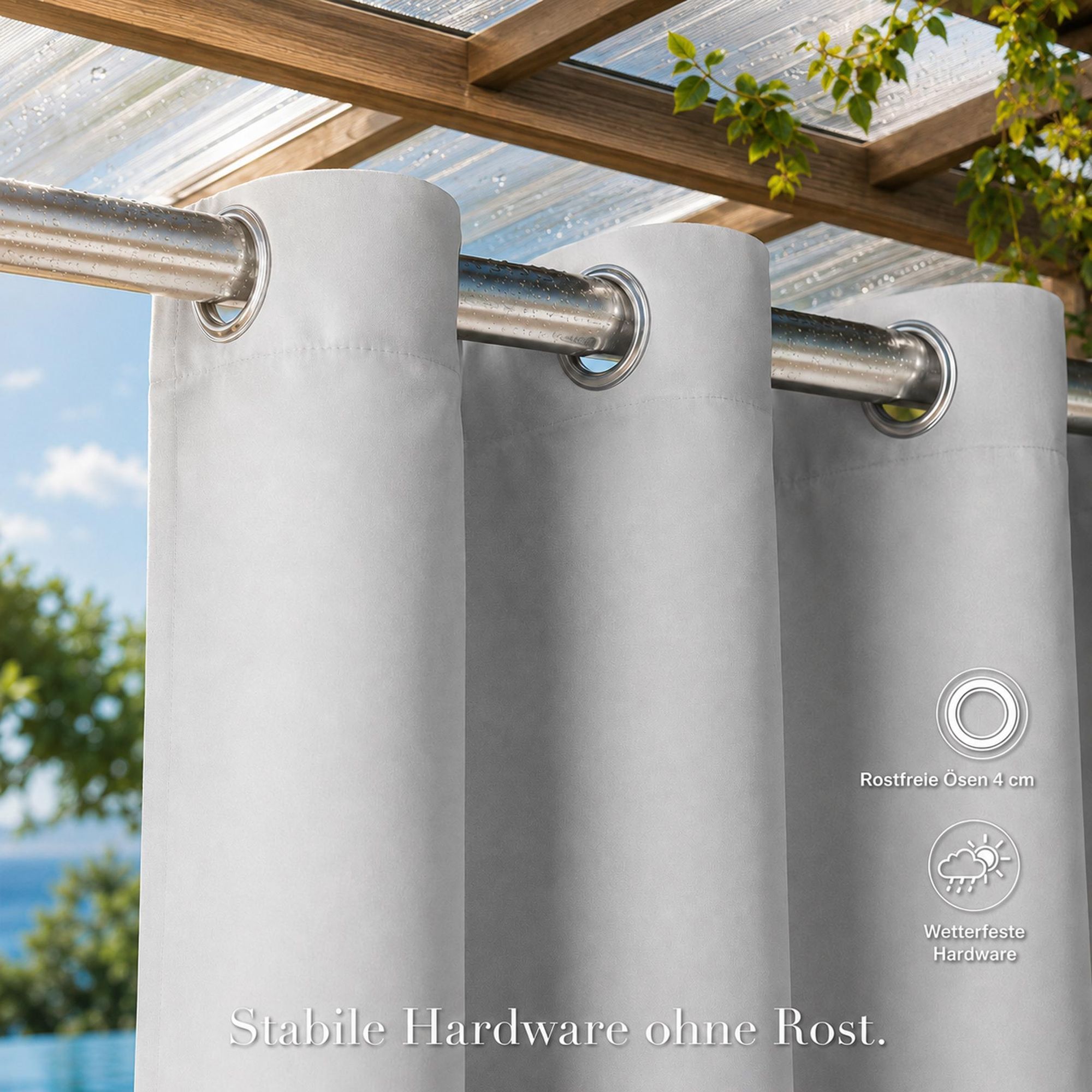 1x Outdoor Thermovorhang gegen Kälte und Hitze – Türvorhang, wasserdicht, Verdunkelungsvorhang mit Ösen für Garten Terrasse, Fenstervorhang, 132x213cm